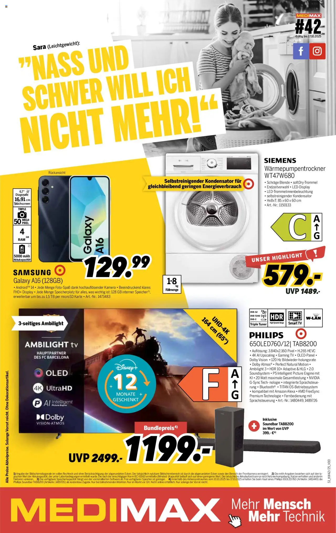Medimax Prospekt (vom 11.10.2025 - 17.10.2025) - Samsung, TV, Philips, Siemens, Kamera, Smart TV, Soundbar, Soundsystem