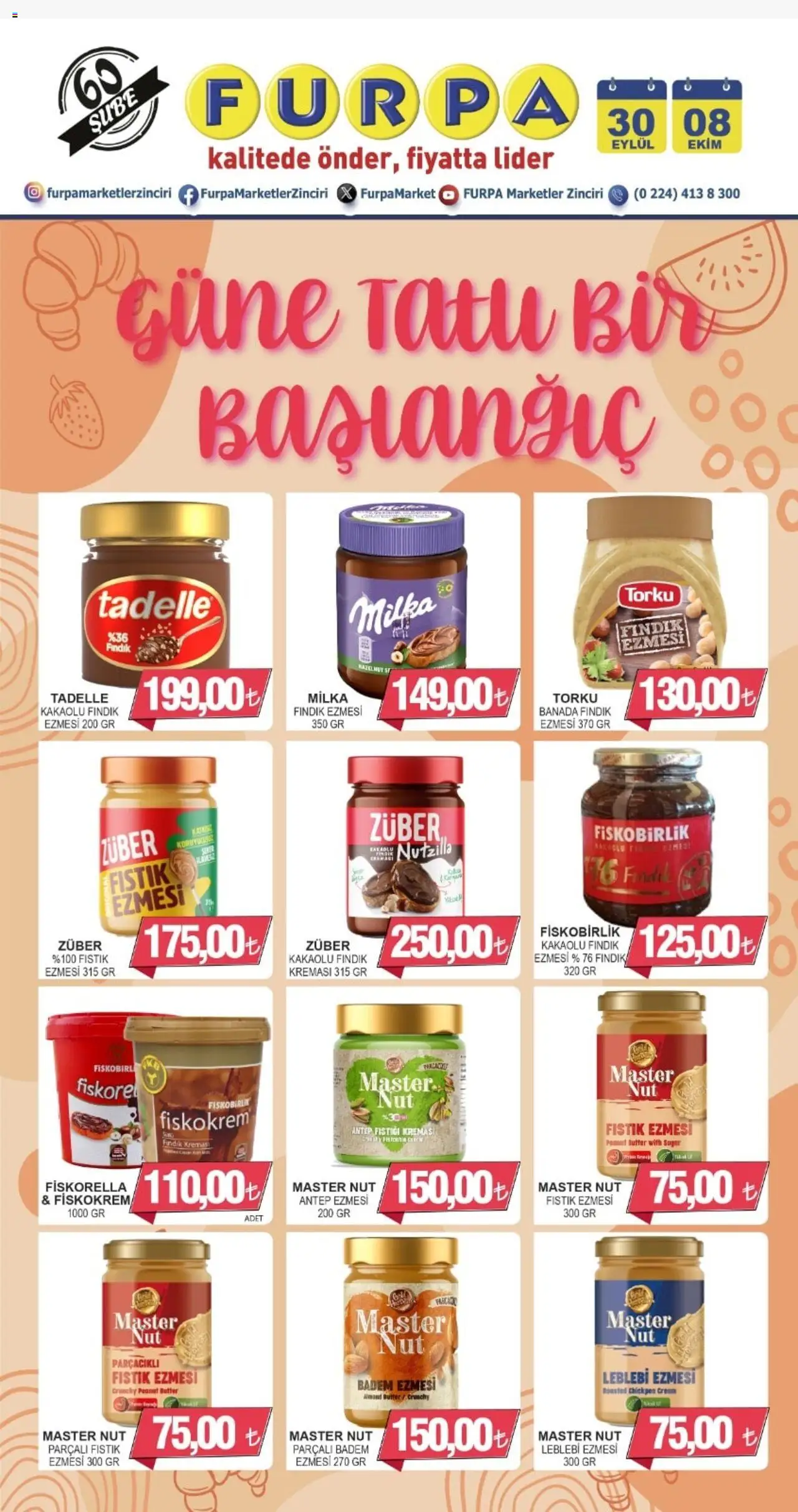 Furpa Katalog (30 Eylül 2025 - 08 Ekim 2025) - Sayfa numarası 1 - Fındık, Fıstık ezmesi, Badem, Fıstık