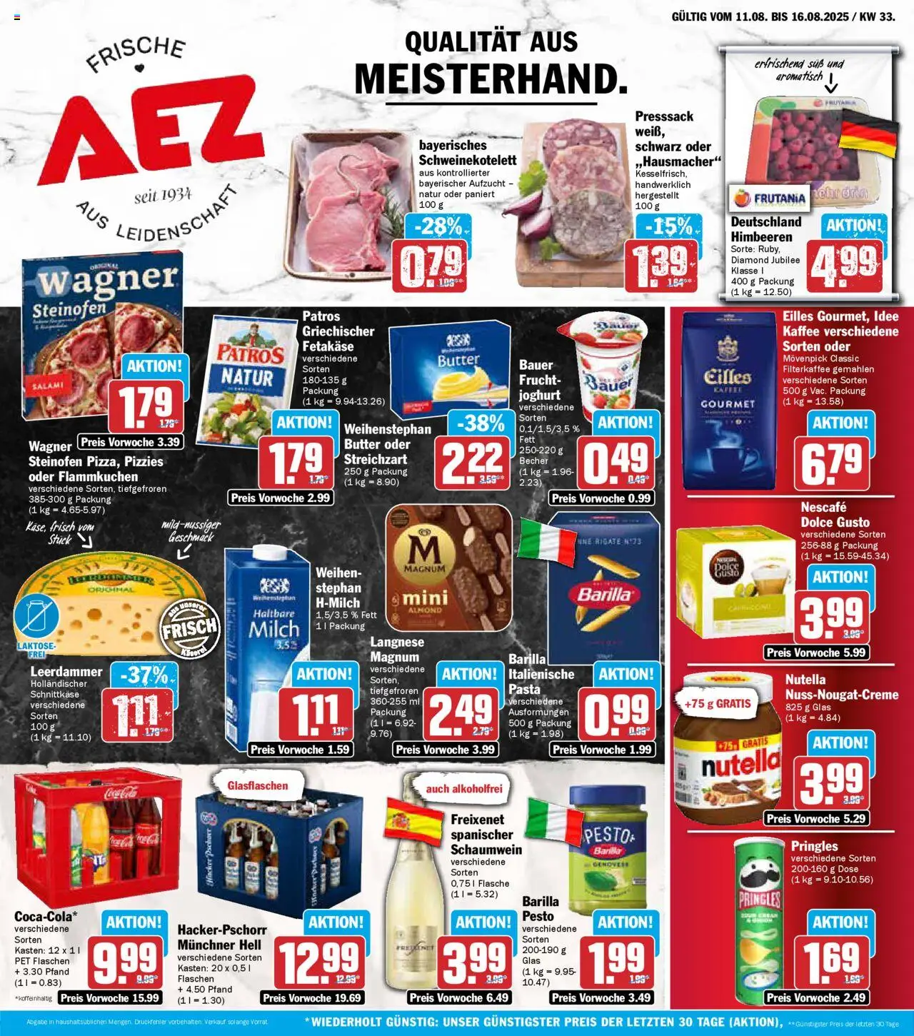 AEZ Prospekt (vom 11.08.2025 - 16.08.2025) - Kaffee, Butter, Joghurt, Milch, Pringles, Barilla, Freixenet, Leerdammer