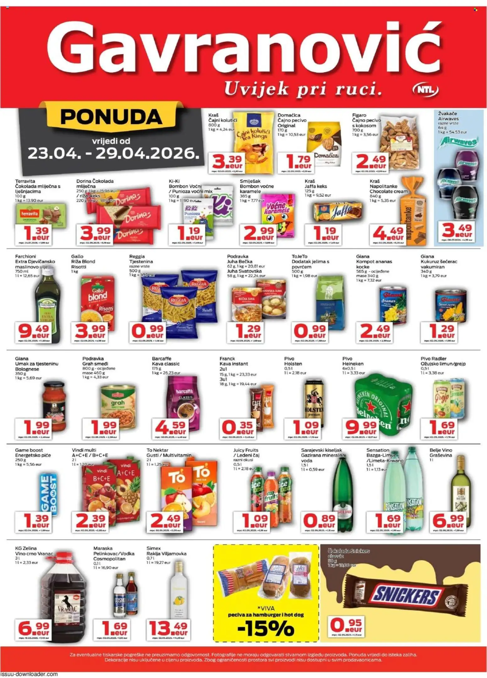 Pregled letka Gavranović Katalog trgovine Gavranović vrijedi od 23.04.2026