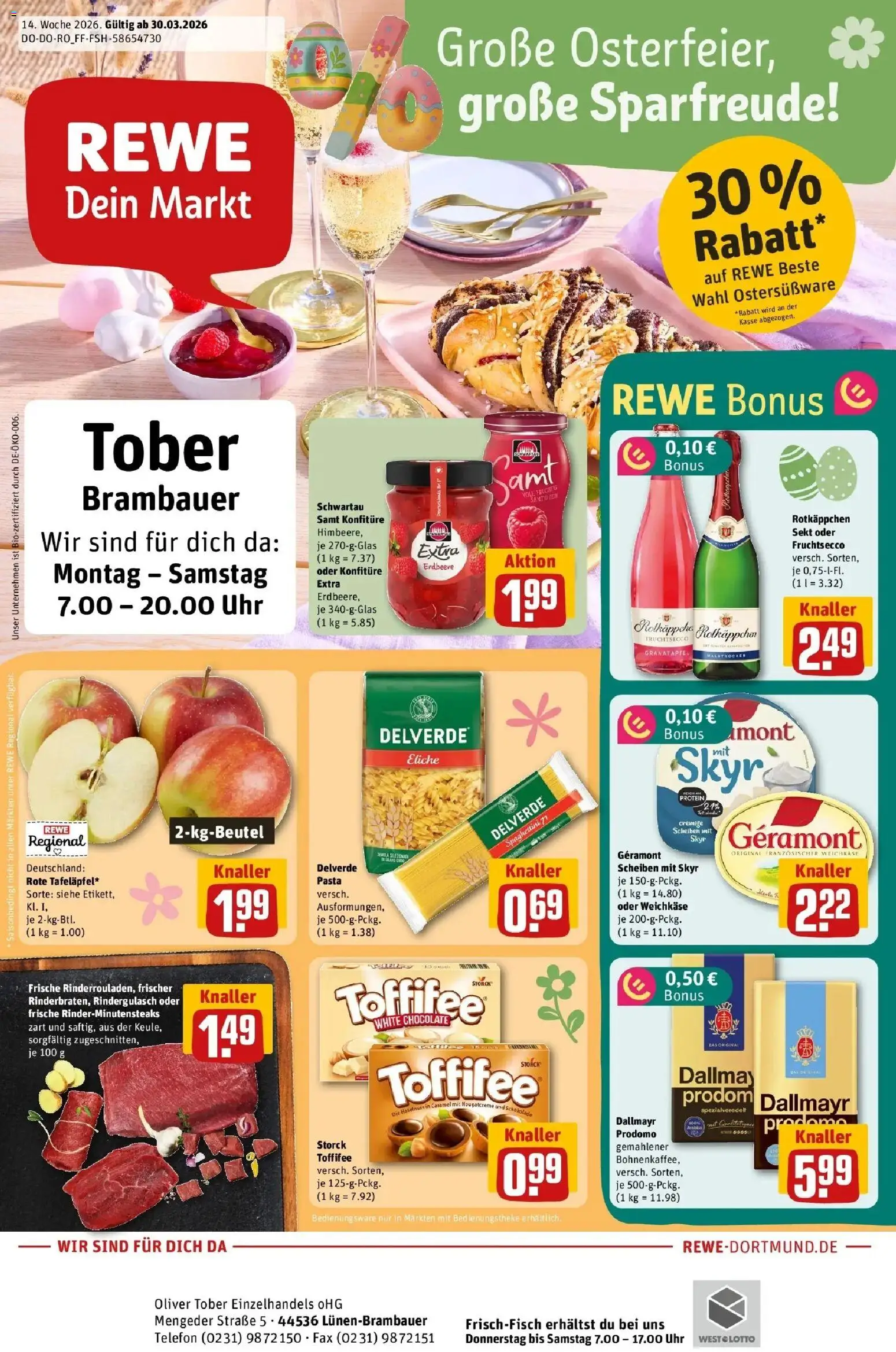 Vorschau von dem Prospekt des Geschäftes Rewe, gültig ab dem 30.03.2026