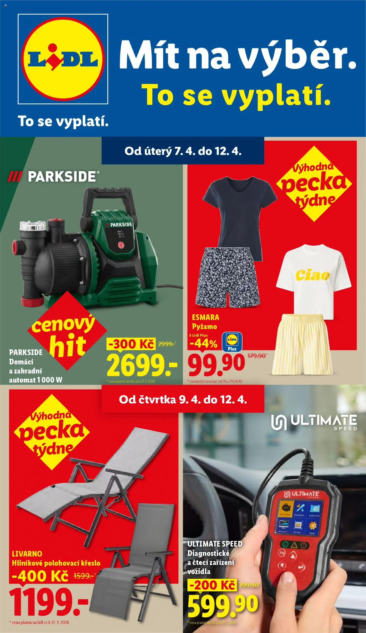 Náhled nabídky: Lidl Lidl leták - Spotřební zboží platný od 07.04.2026 - Parkside, Křeslo, Pyžamo, Ultimate Speed