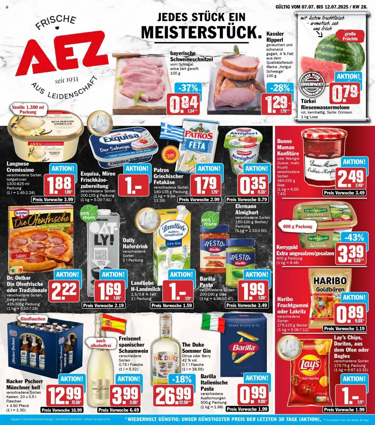 AEZ Prospekt (vom 07.07.2025 - 12.07.2025) - Butter, Feta, Barilla, Langnese, Freixenet, Langnese cremissimo, Ofenfrische, Ehrmann almighurt