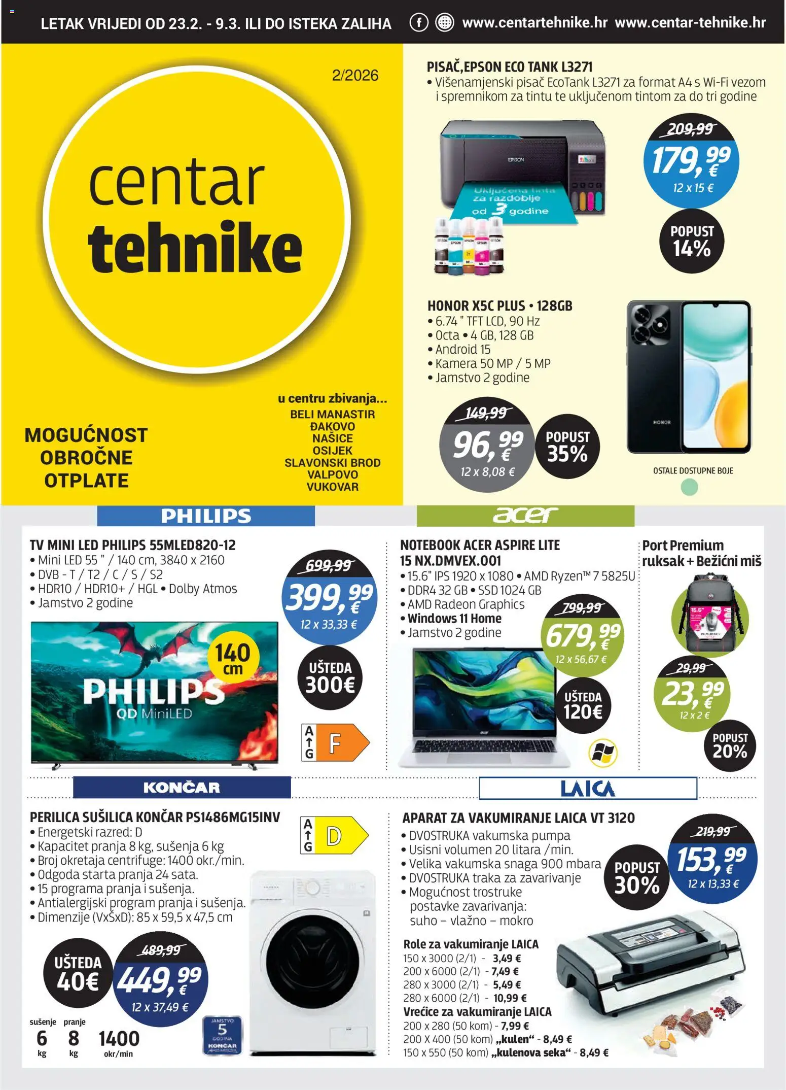Pregled letka Katalog trgovine Centar Tehnike vrijedi od 23.02.2026