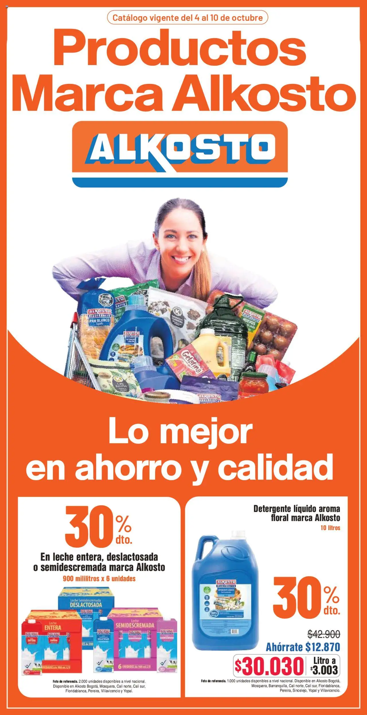 Alkosto Folleto > 04/10 - 10/10/2025 > Ofertas - Leche, Huevos, Gelatina, Detergente, Detergente líquido