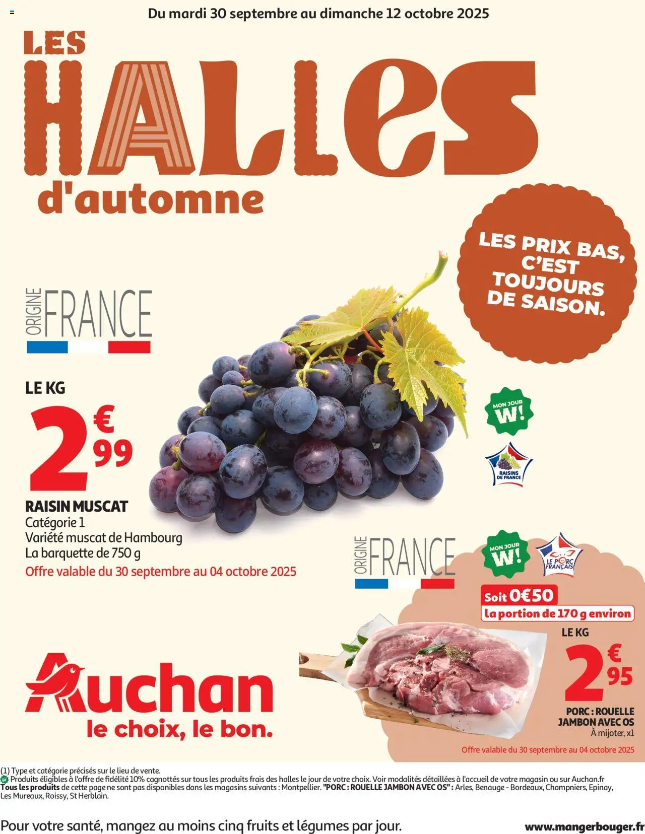Auchan shop Les Halles d'automne : les prix bas, c'est toujours de saison geldig vanaf 30/09/2025 - Paginanummer 1