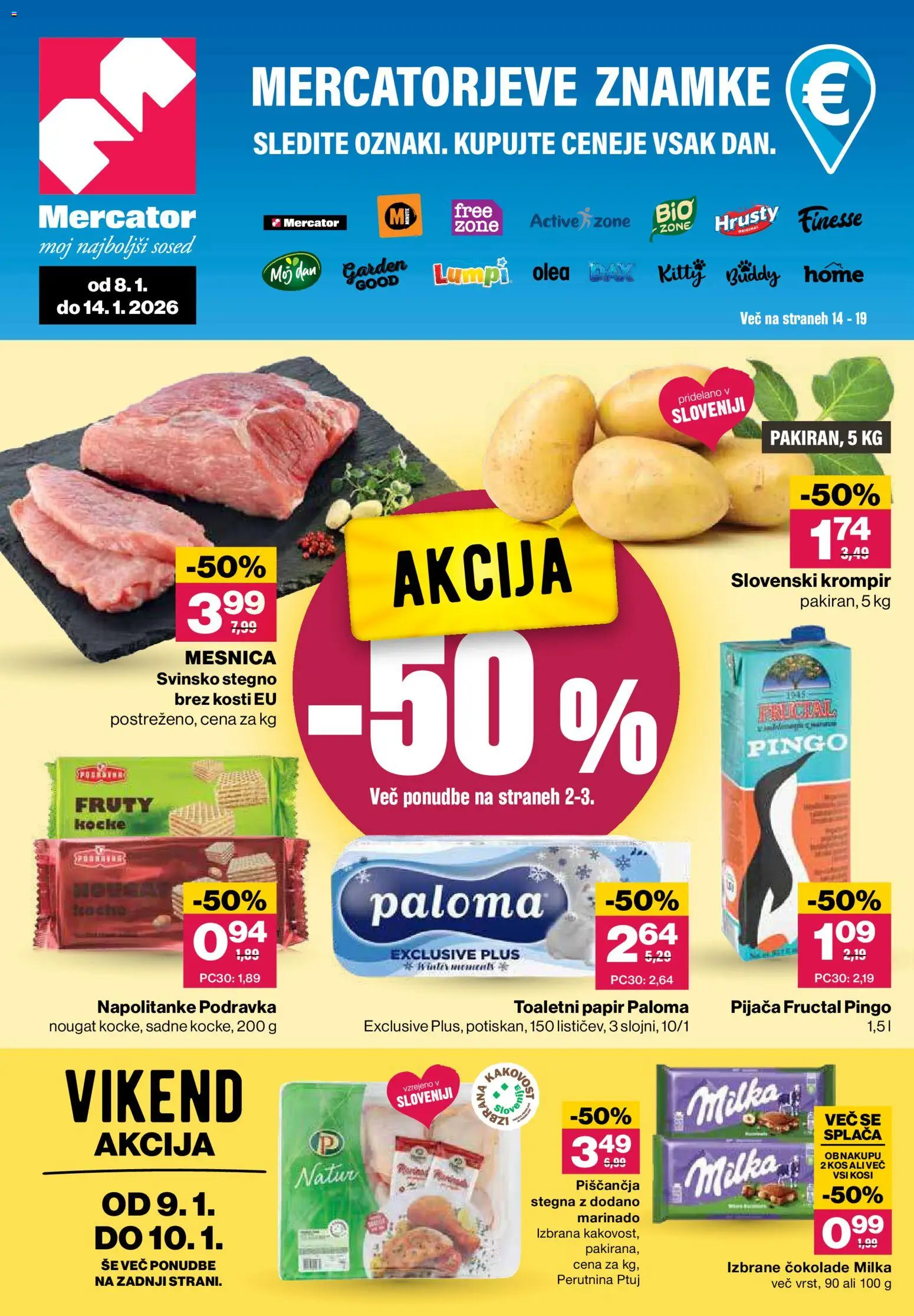 Predogled kataloga iz trgovine Mercator veljaven od 08.01.2026 - Kos, Krompir, Napolitanke, Toaletni papir