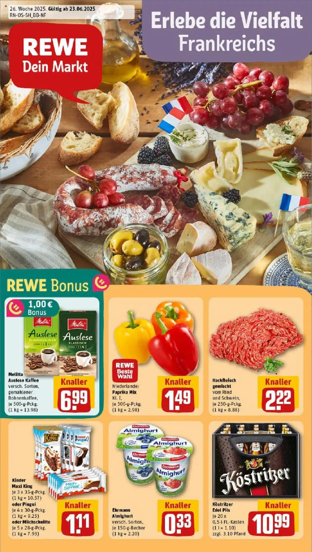 REWE Prospekt ab 22.06.2025 nächste Woche - Prospekt Chemnitz - Kaffee, Hackfleisch, Paprika, Melitta, Pils, Ehrmann almighurt, Kostritzer