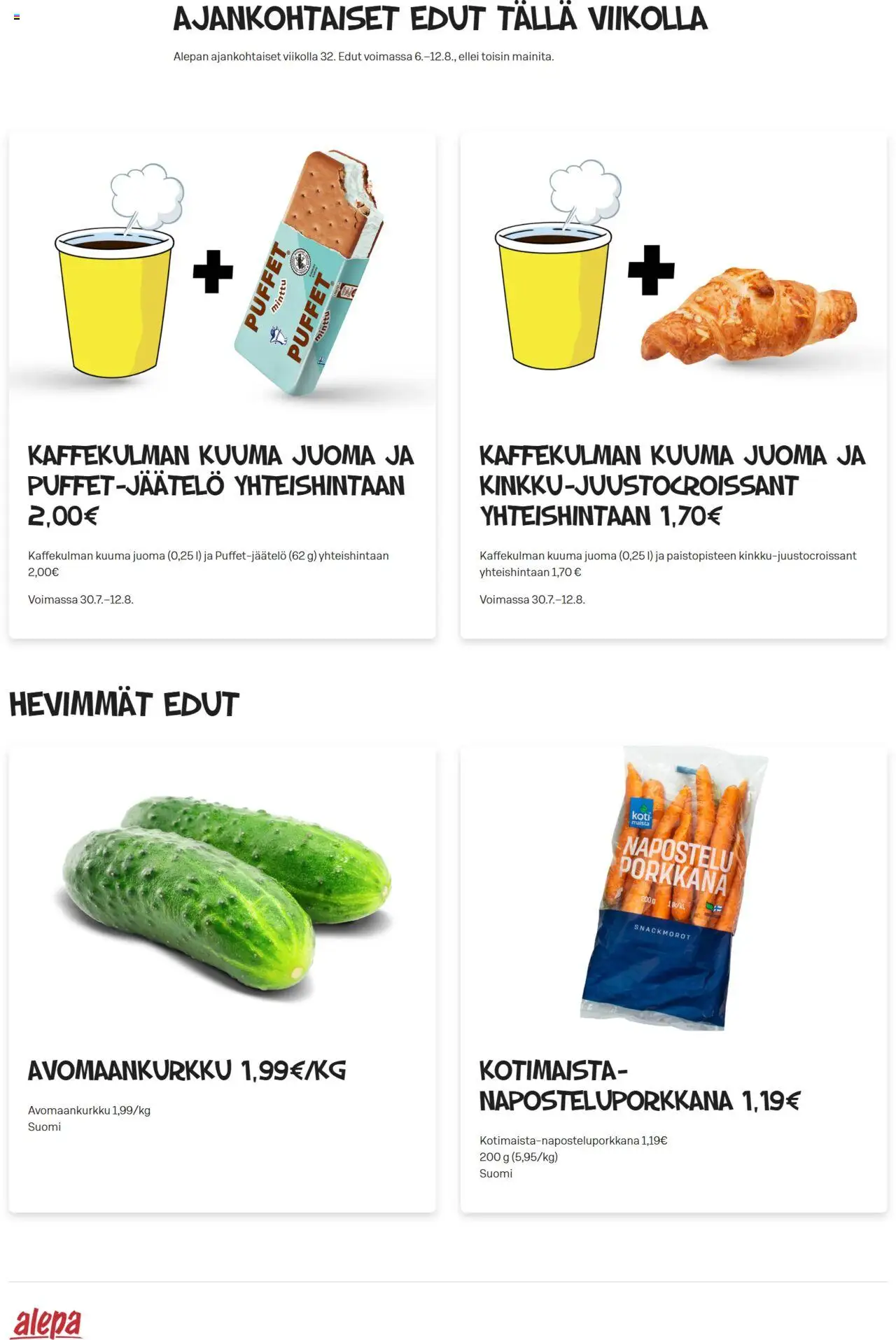 Alepa-kaupan Tarjoukset voimassa 06/08/2025 - Sivulla 1