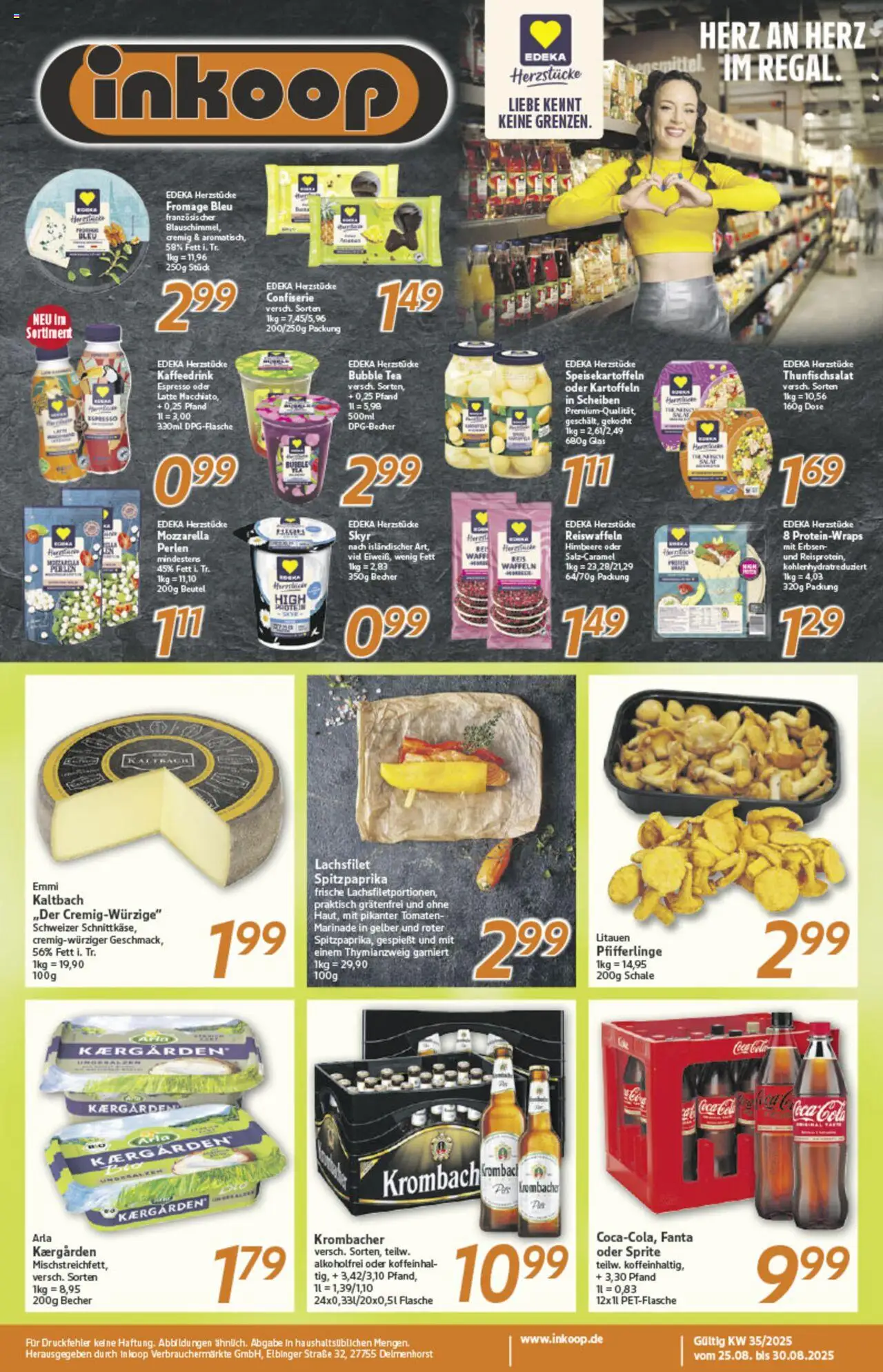 Inkoop Prospekt (vom 25.08.2025 - 30.08.2025) - Coca cola, Waffeln, Himbeere, Pfifferlinge, Krombacher, Reis, Kartoffeln, Sprite