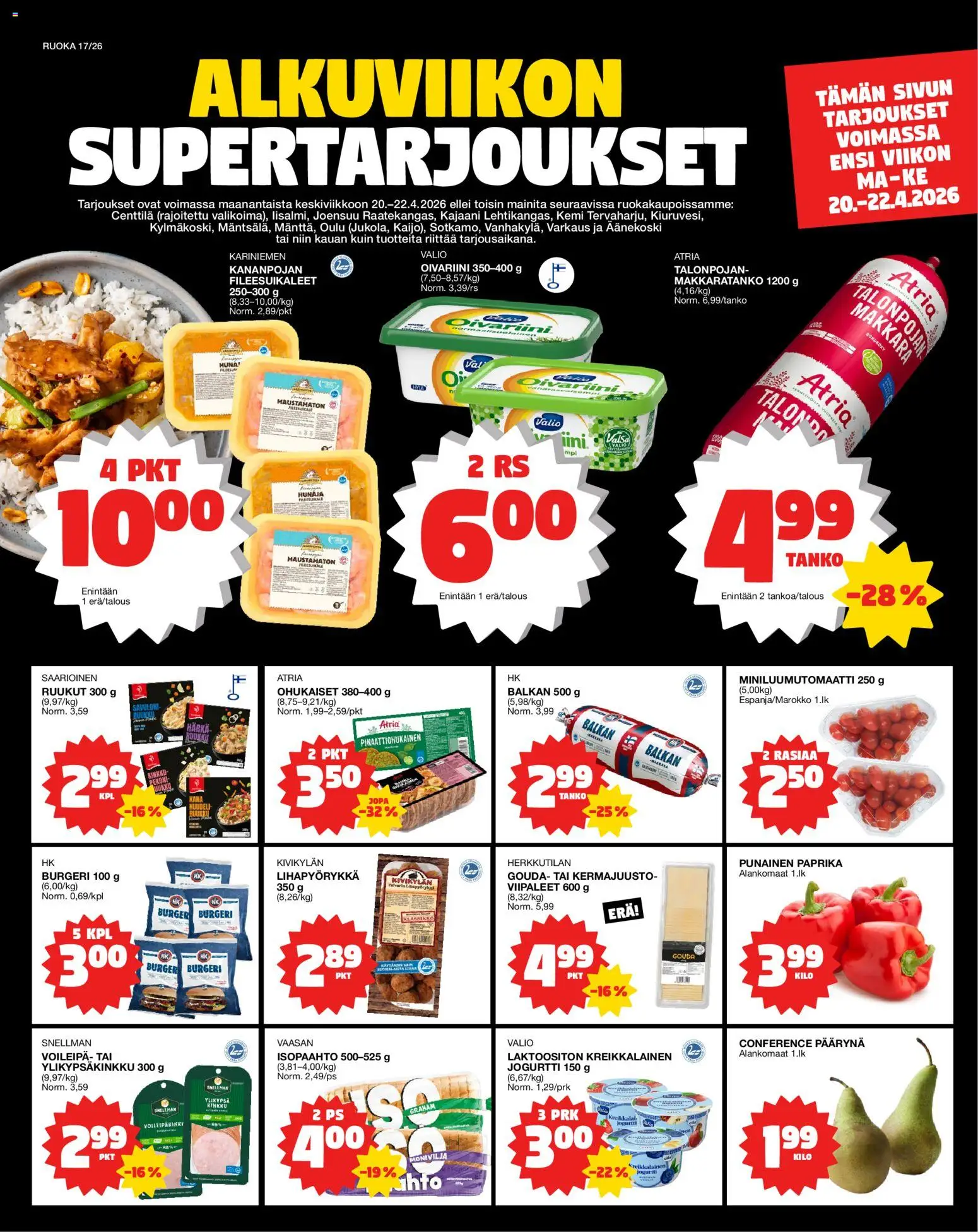 Kaupan Tokmanni Tokmanni ruokatarjoukset esikatselu, voimassa 20/04/2026