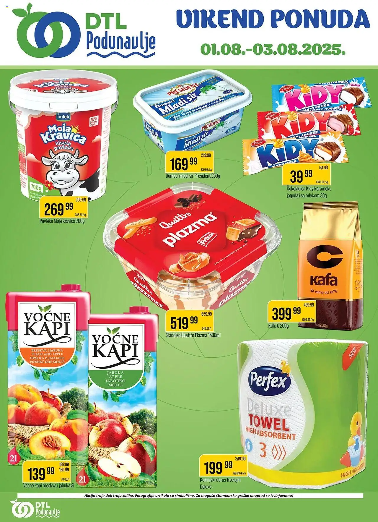 Podunavlje katalog važi od 01.08.2025 - stranica 1 - Sladoled, Kafa, Breskva, Pavlaka, Moja kravica, Sir, Ubrus, Plazma