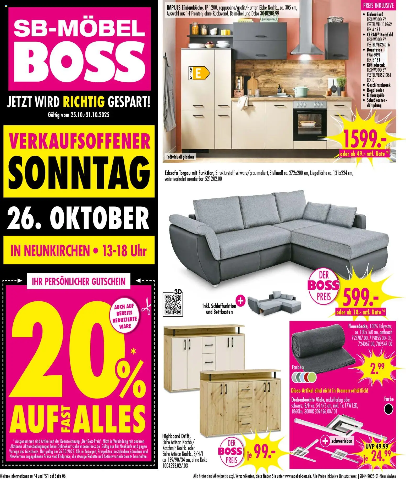 SB Möbel Boss Prospekt - Neunkirchen (vom 25.10.2025 - 31.10.2025)