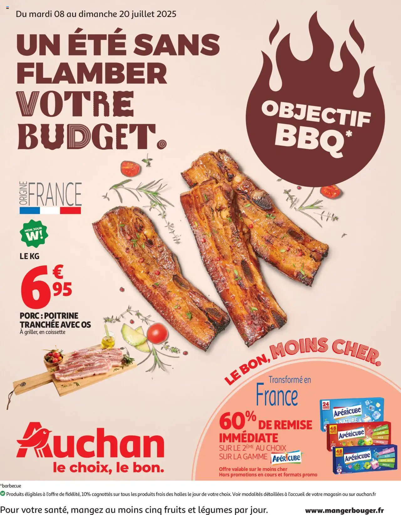Prospectus de la boutique Auchan valable du 08/07/2025 - Page numéro 1 - Barbecue, Fruits, Saumon, Jambon, Olive, Porc