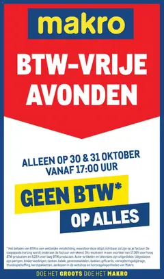 Voorbeeld van BTW-vrije avond van winkel Makro geldig vanaf 30-10-2025