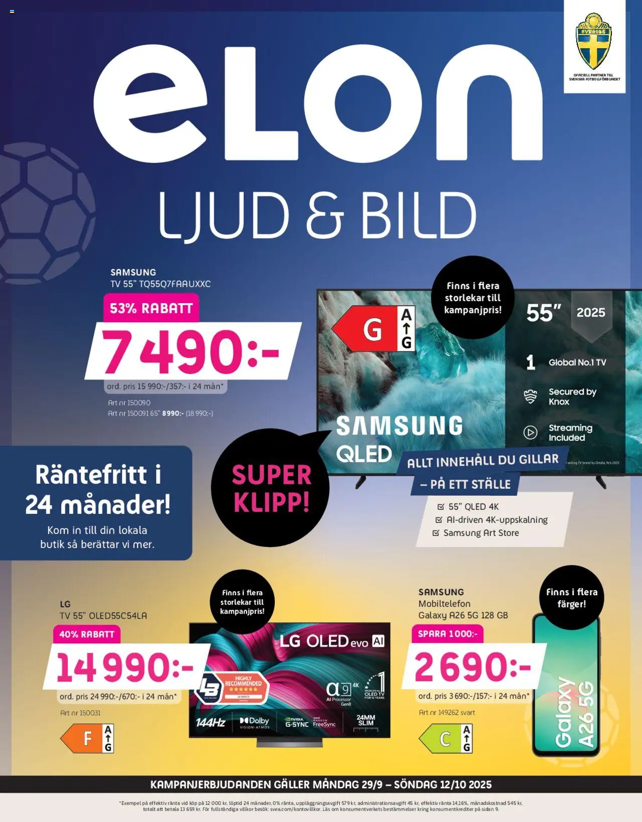 Aktuella reklamblad Elon ljud & bild är giltig 29/09 2025 > Veckans Erbjudanden gäller från 29/09/2025 till 12/10/2025 sidnummer 1