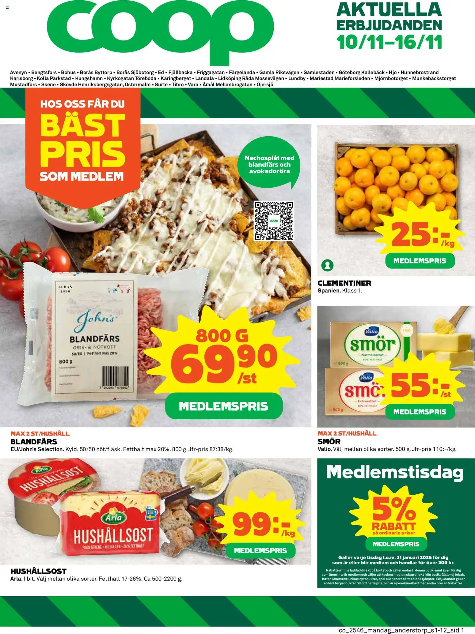 Förhandsgranska reklamblad Anderstorp från butik Coop gäller från 10/11/2025 - Spel, Smör, Galler, Nötkött, Hushållsost, Blandfärs