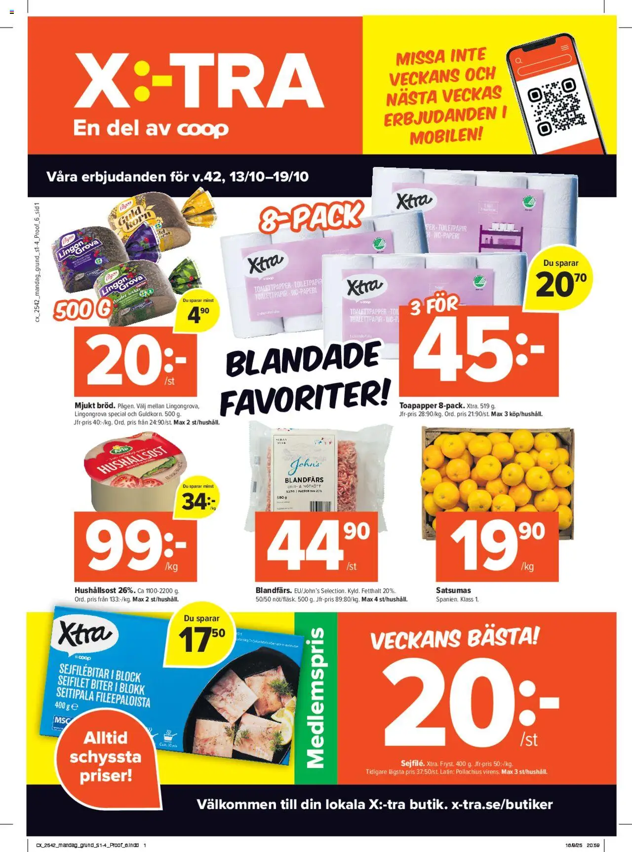 Aktuella reklamblad Coop X:-TRA är giltig 13/10 2025 > Veckans Erbjudanden gäller från 13/10/2025 till 19/10/2025 sidnummer 1