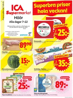 Förhandsgranska reklamblad Höör från butik ICA Supermarket gäller från 28/07/2025