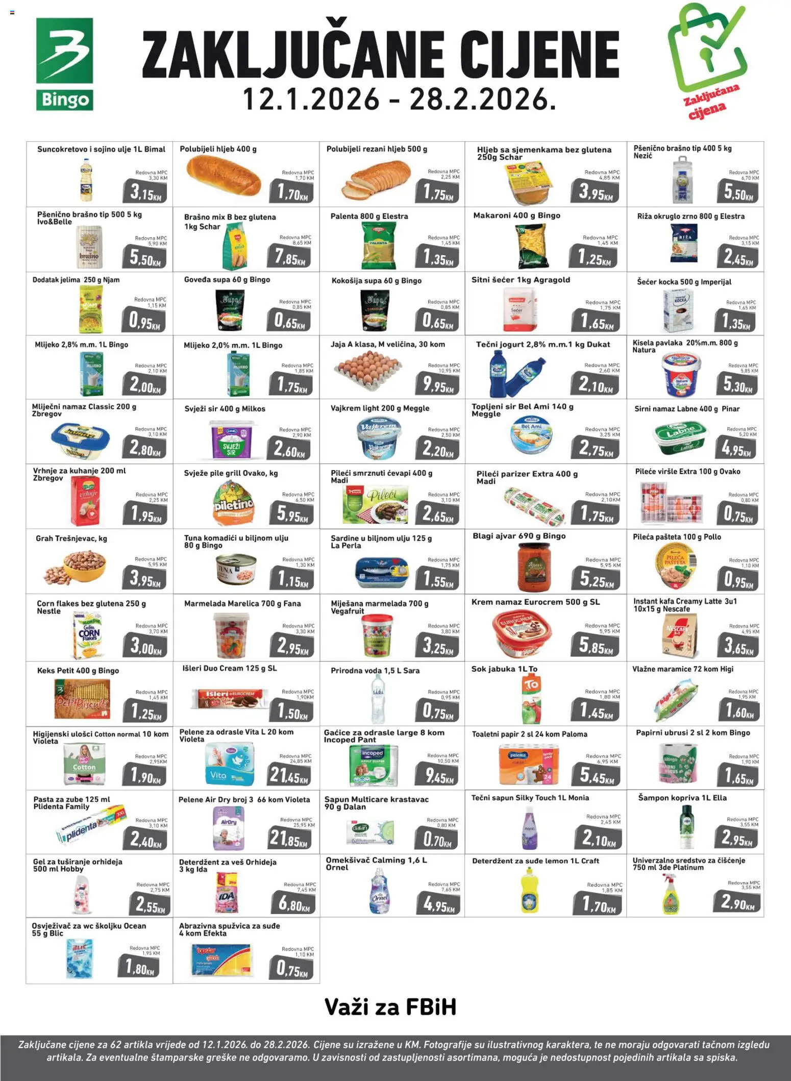 Pregled letka Zaključane cijene trgovine Bingo vrijedi od 12.01.2026
