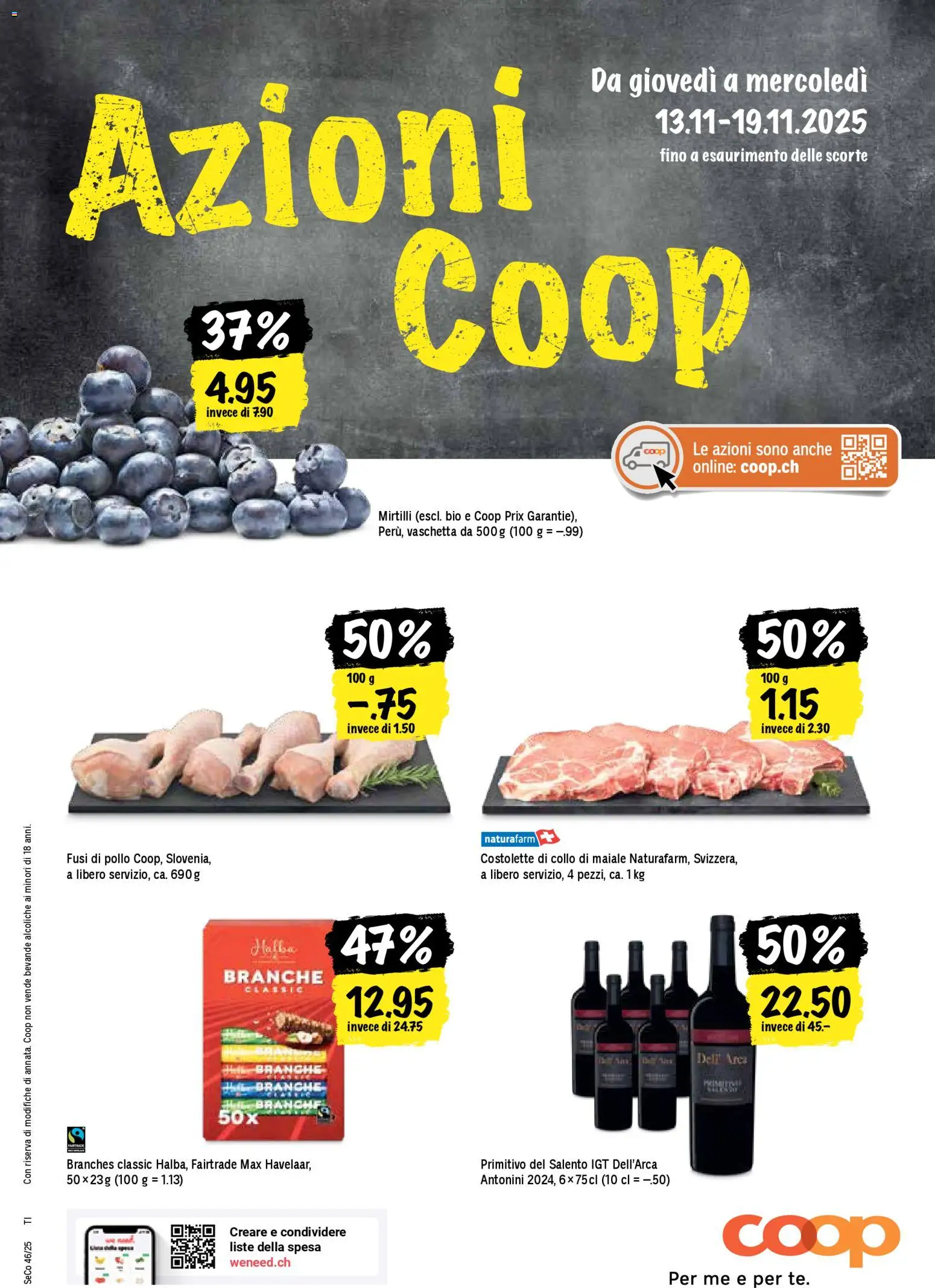Vorschau des Merkblatts Una settimana di azioni vom Shop Coop gültig von 13.11.2025 bis 19.11.2025