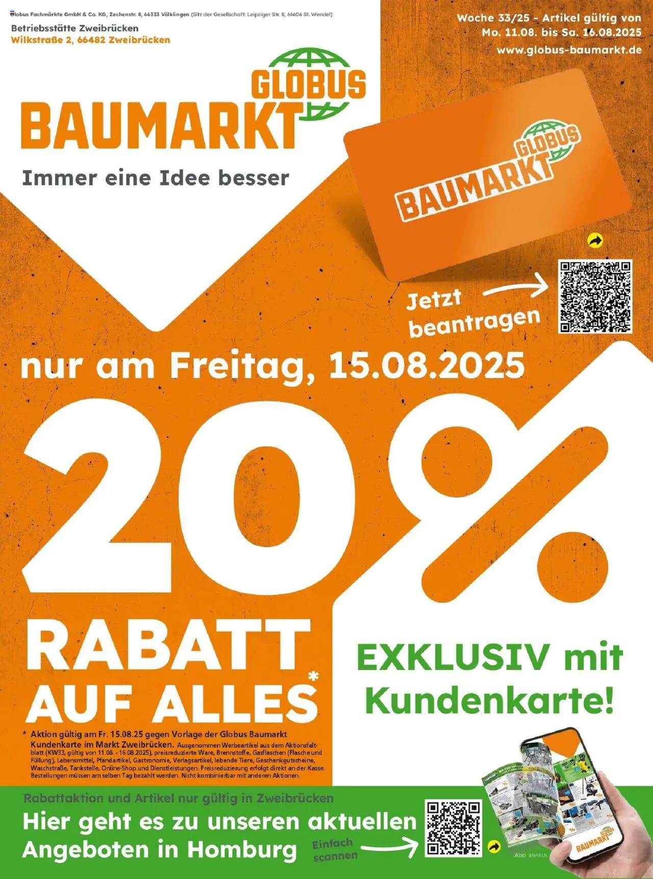 Globus Baumarkt Prospekt Homburg (vom 10.08.2025 - 16.08.2025)