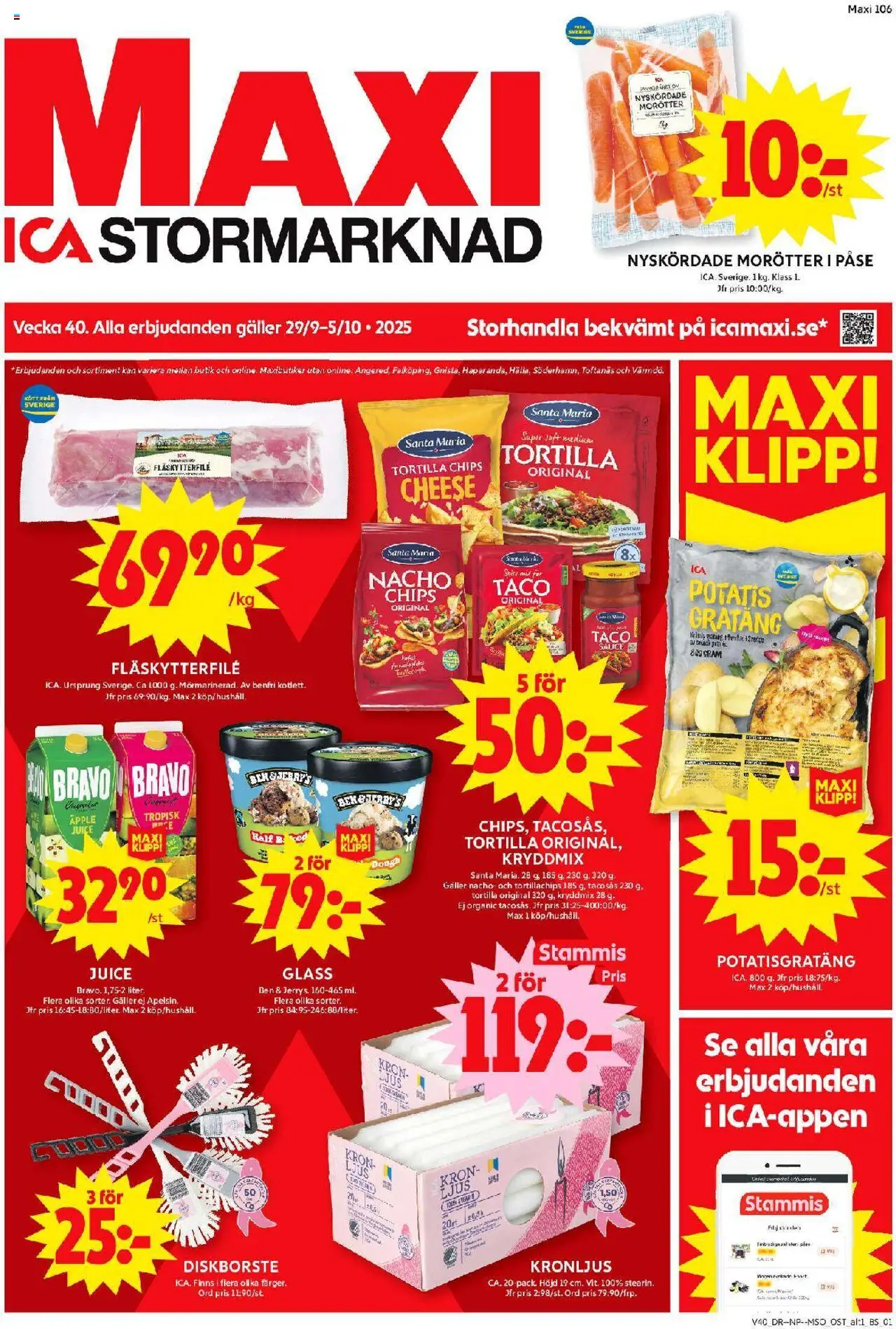 Aktuella reklamblad ICA Maxi är giltig 29/09 2025 > Veckans Erbjudanden gäller från 29/09/2025 till 05/10/2025 sidnummer 1