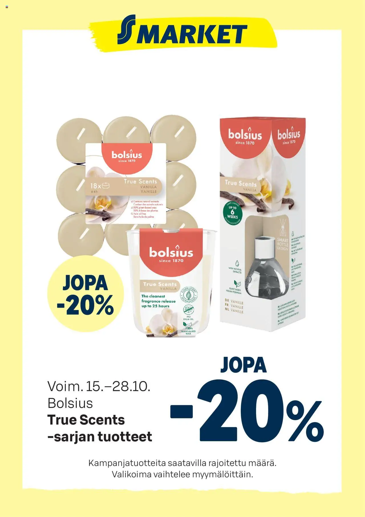 S-market-kaupan Tarjoukset Bolsius voimassa 15/10/2025 - Sivulla 1