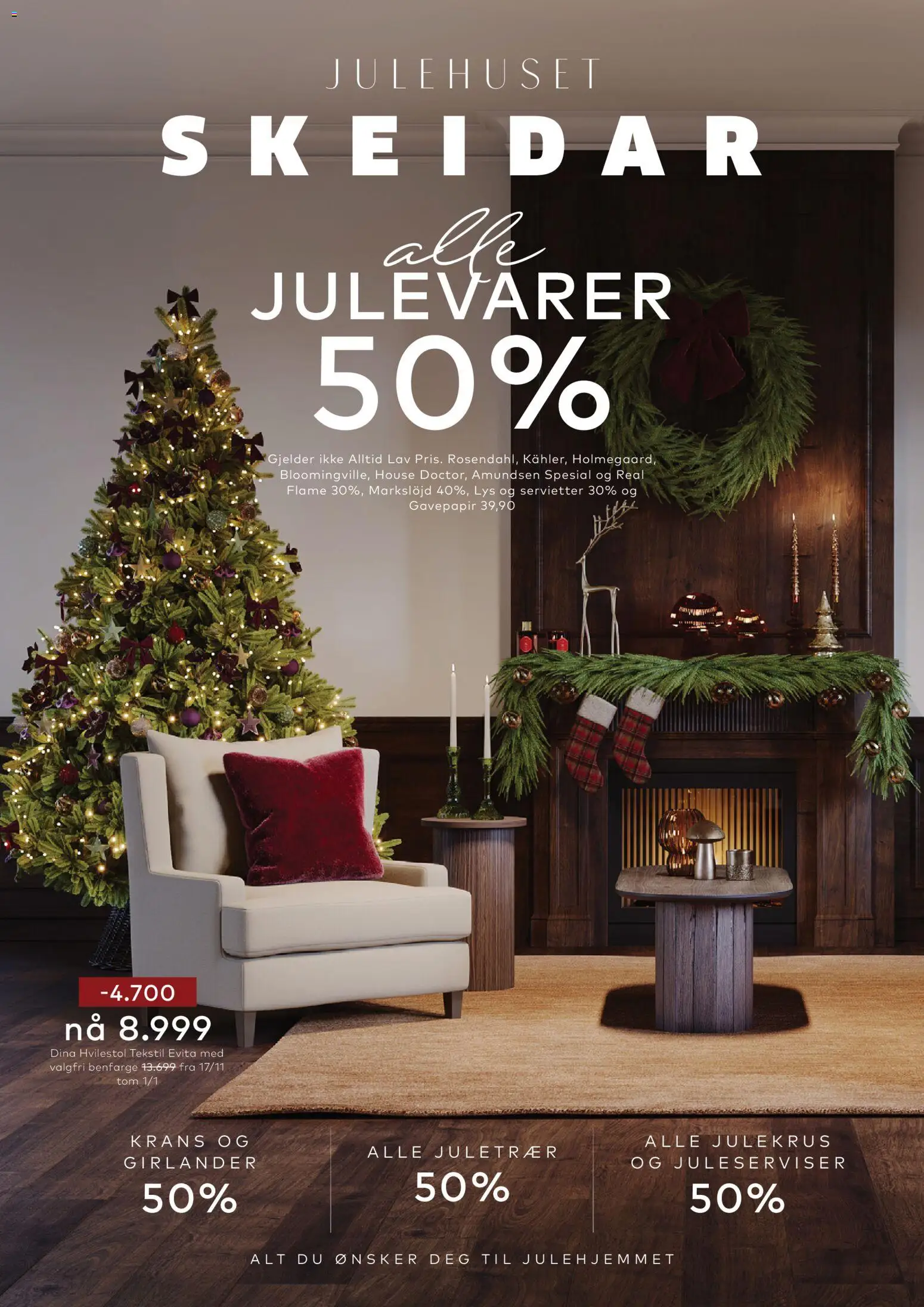 Forhåndsvis Kundeavis fra butikk Skeidar gyldig fra 03/12/2025 - Girlander, Hvilestol, Lys, Servietter, Gavepapir