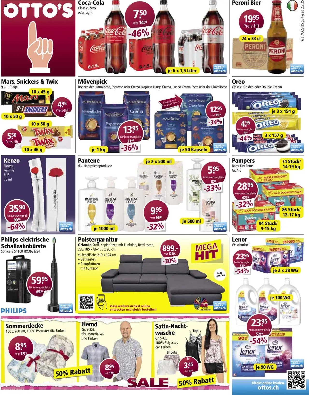 Otto's Aktionen ab 02.07.2025 - Seitennummer 1 - Bett, Bier, Top, Couch, Waschmittel, Hemd, Shirt, Twix