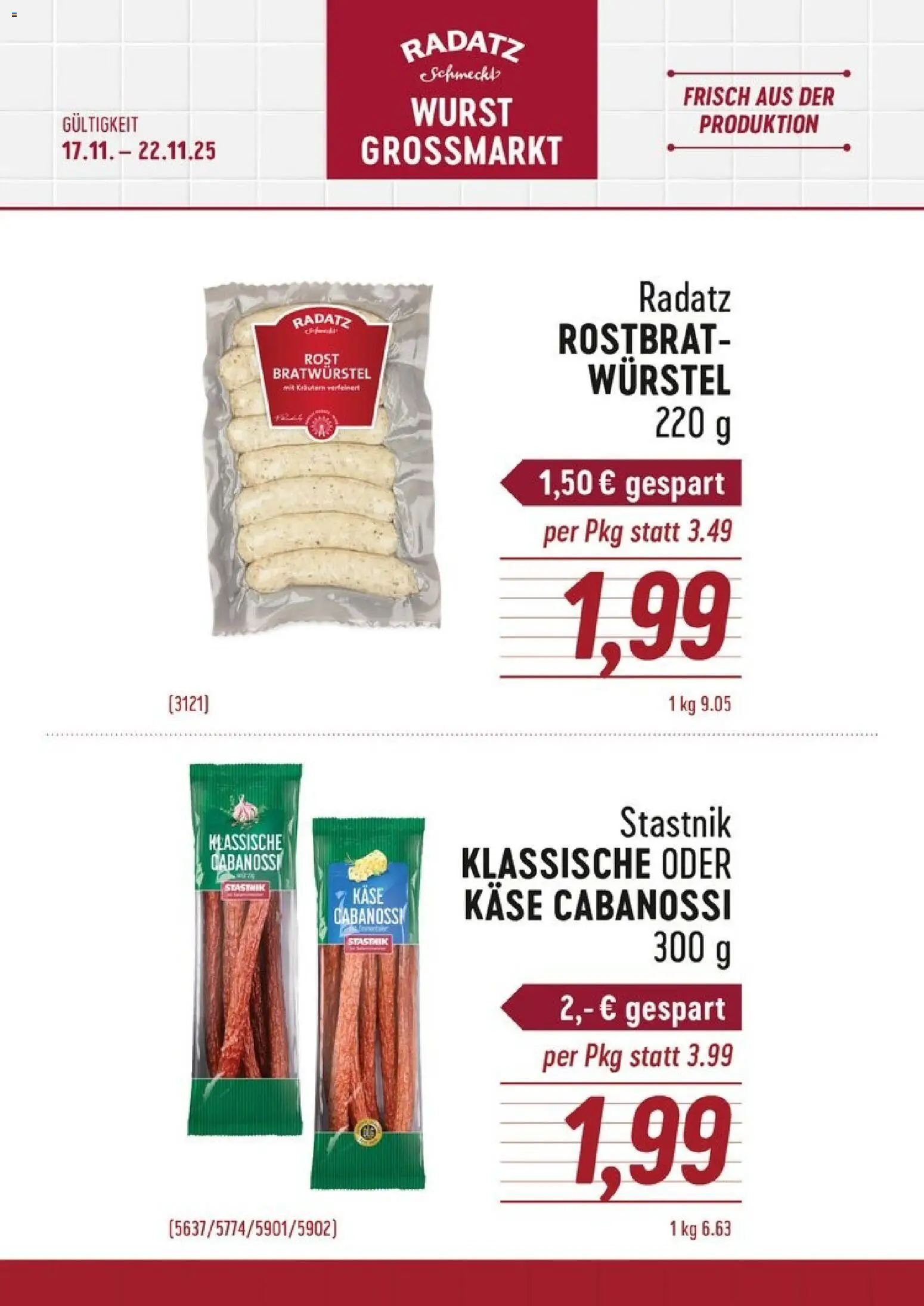 Vorschau der Angebote: Radatz Flugblatt gültig ab 17.11.2025 - Wurst, Käse