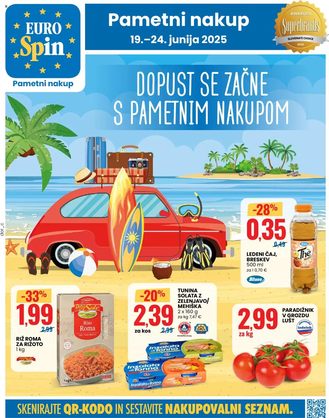 Eurospin Katalog od 19.06.2025 - aktualna ponudba - stran 1 - Paradiznik, Riz, Solata, Breskev, Kos