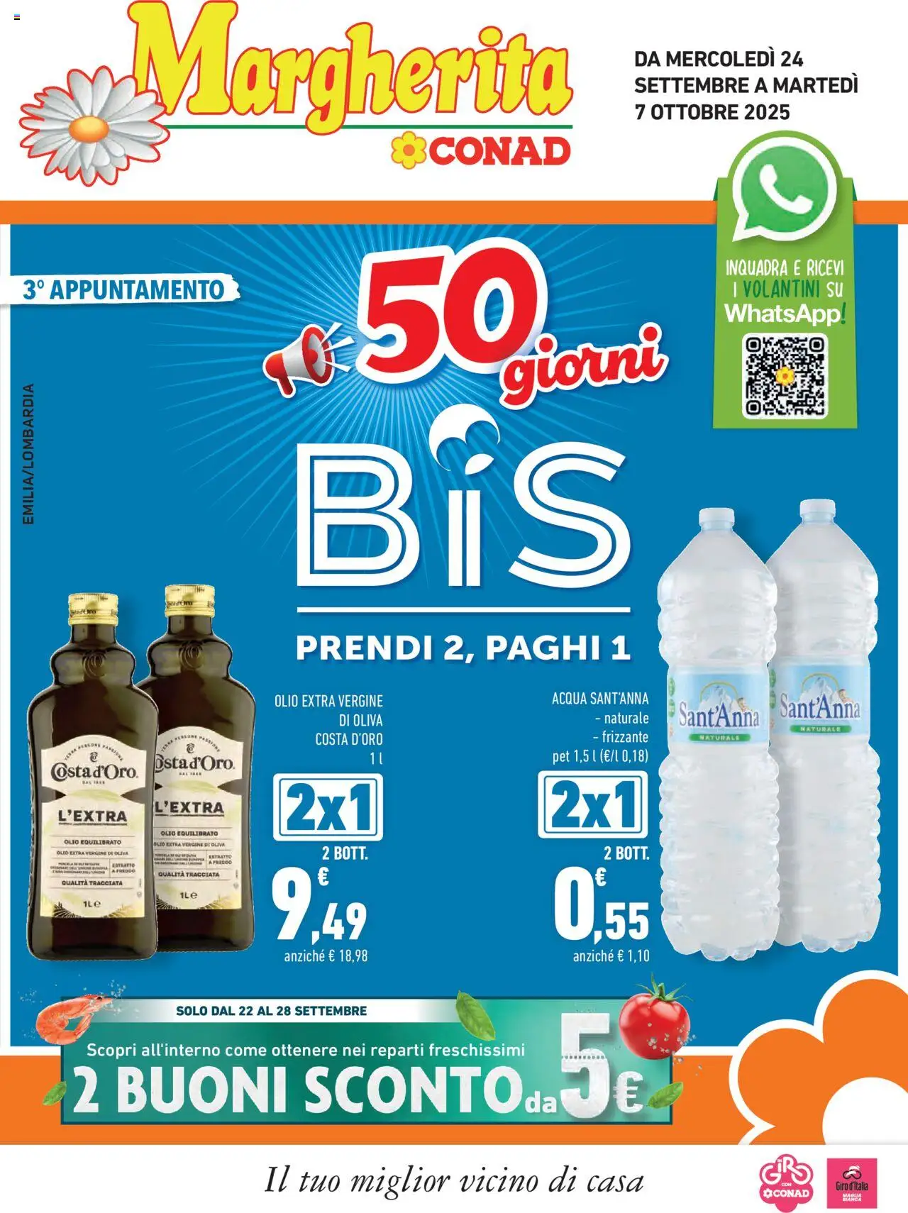 Volantino Conad valido da 24/09/2025 numero di pagina 1 - Acqua, Olio, Olive, Olio extra vergine