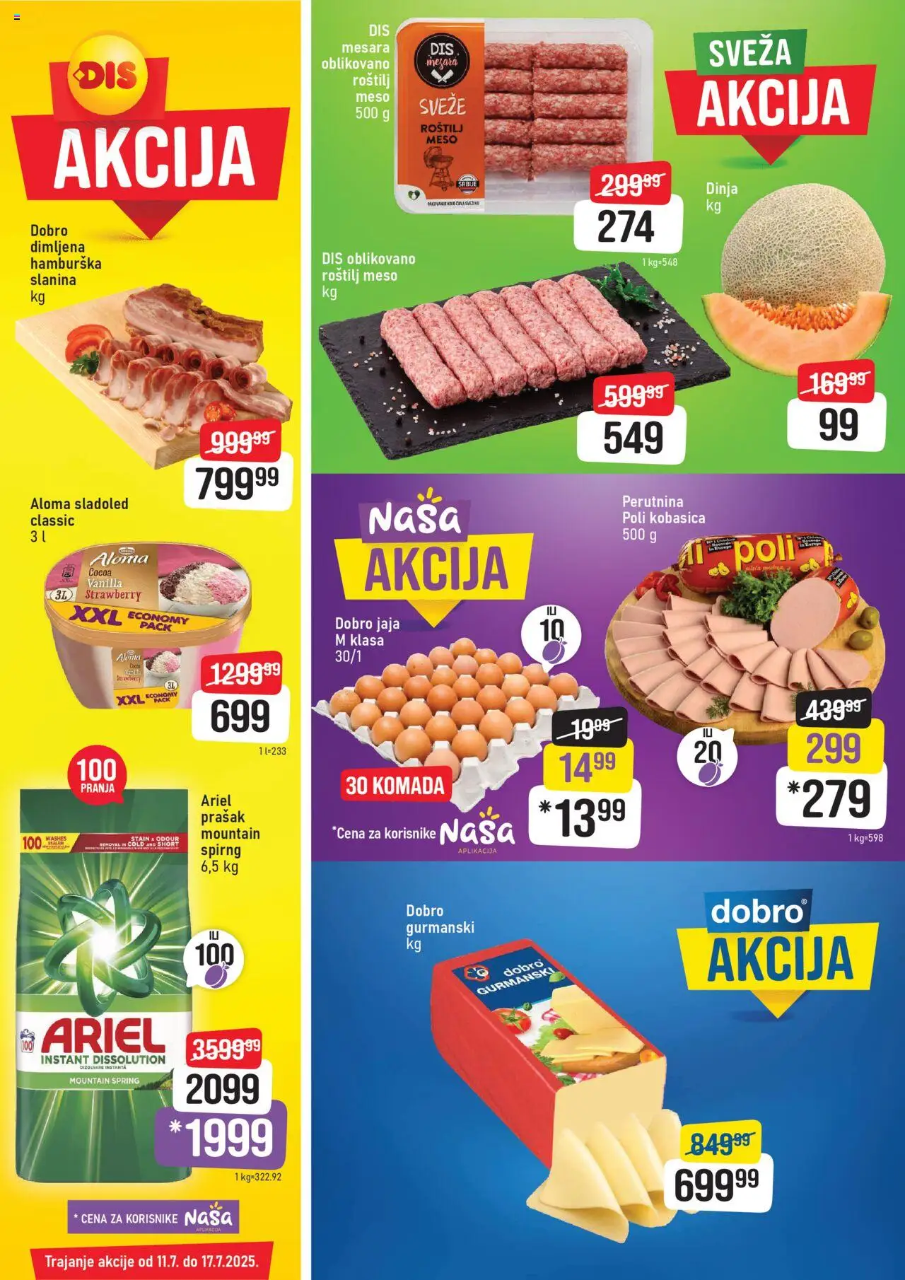 DIS katalog važi od 11.07.2025 - stranica 1 - Roštilj, Sladoled, Dinja, Jaja, Meso, Slanina, Kobasica, Roštilj meso