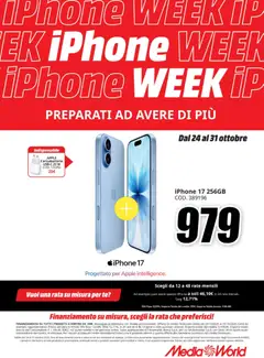 Anteprima dell'opuscolo Volantino iPhone Week dal negozio Media World valido da 24/10/2025