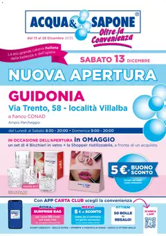 Anteprima dell'opuscolo Volantino Nuova Apertura - Guidonia dal negozio Acqua e Sapone valido da 13/12/2025