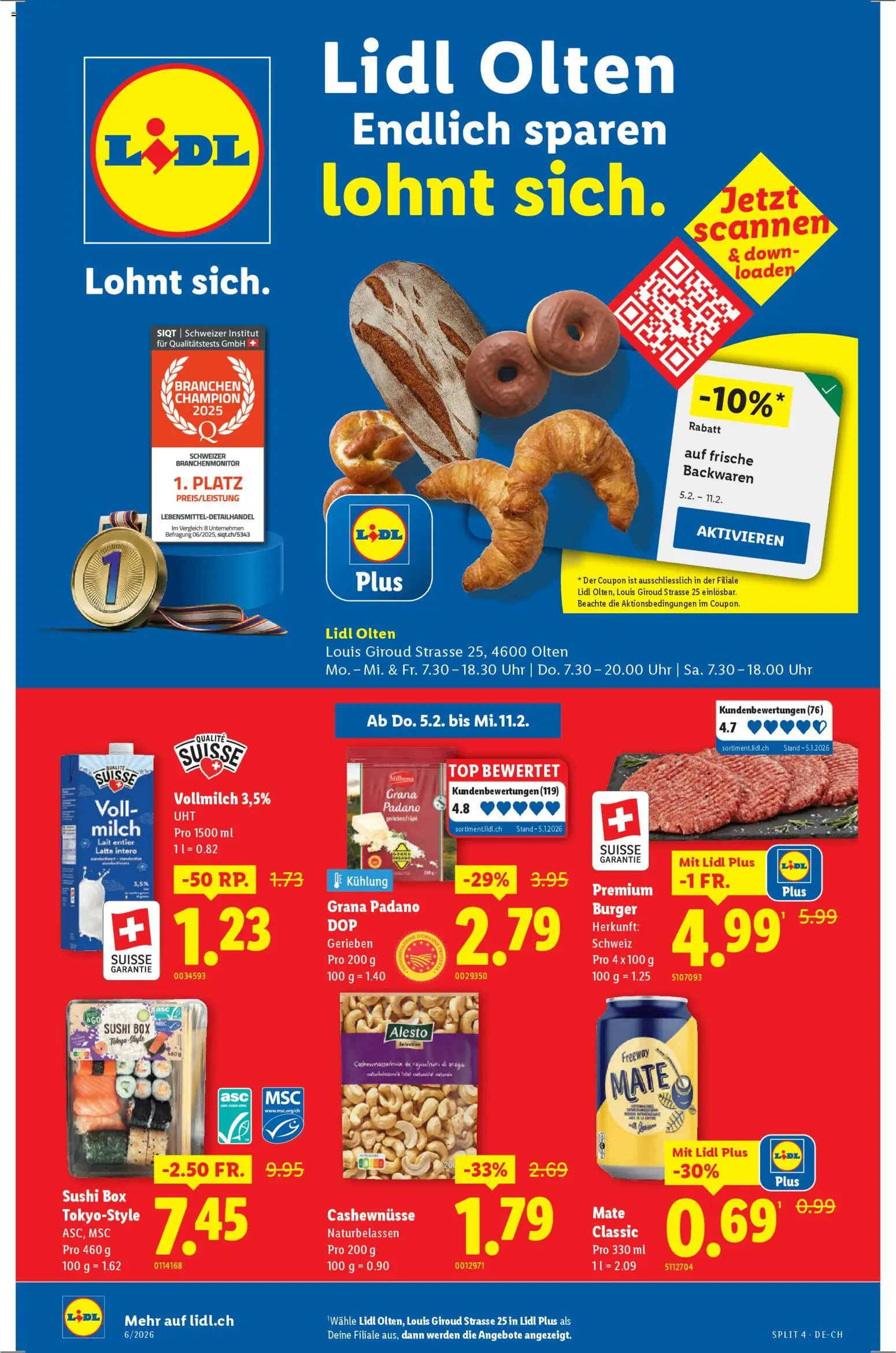Vorschau des Merkblatts Aktionen Neueröffnung Olten vom Shop Lidl gültig von 05.02.2026 bis 11.02.2026