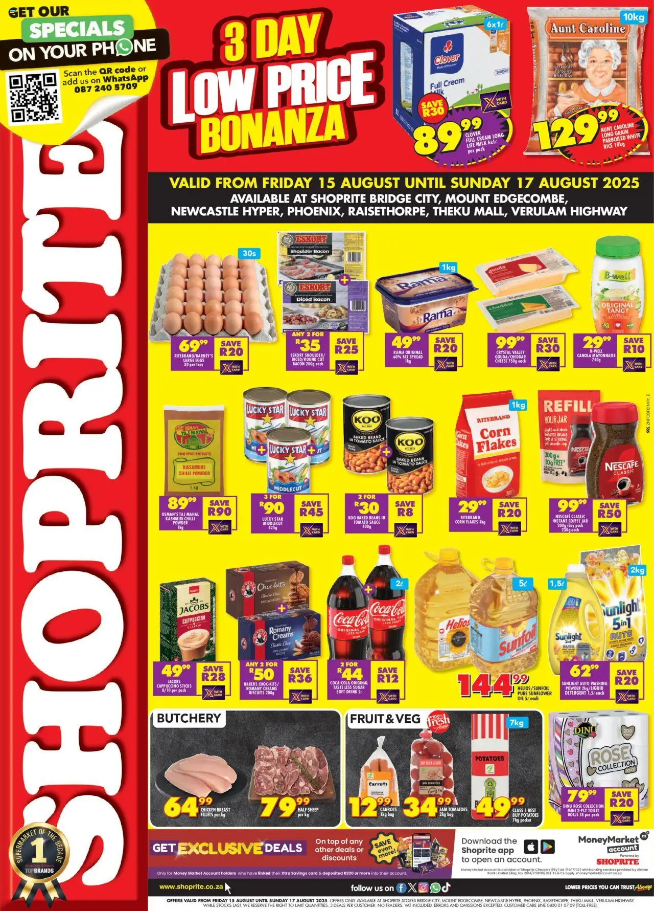 Shoprite KwaZulu-Natal - Low Price Bonanza Exclusive 15/08 - 17/08/2025 >> Catalogue