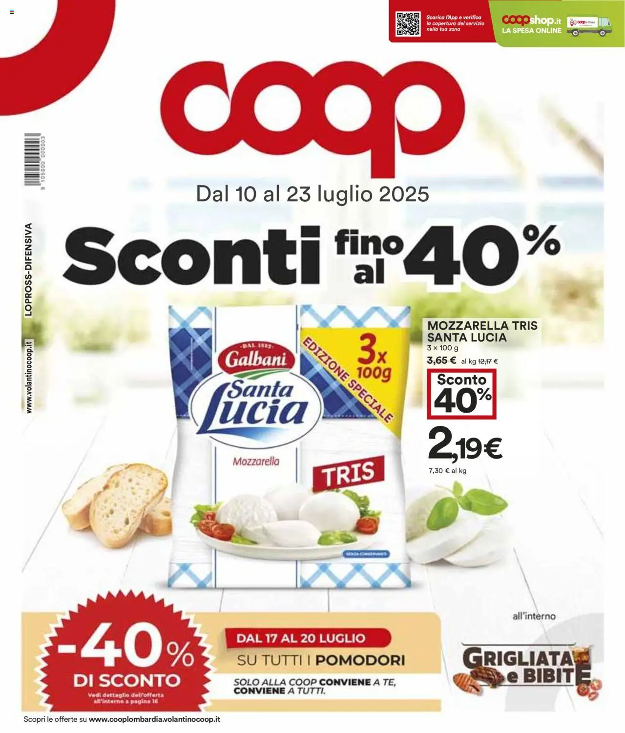 Volantino COOP valido da 10/07/2025 numero di pagina 1 - Mozzarella, Pomodori, Bibite