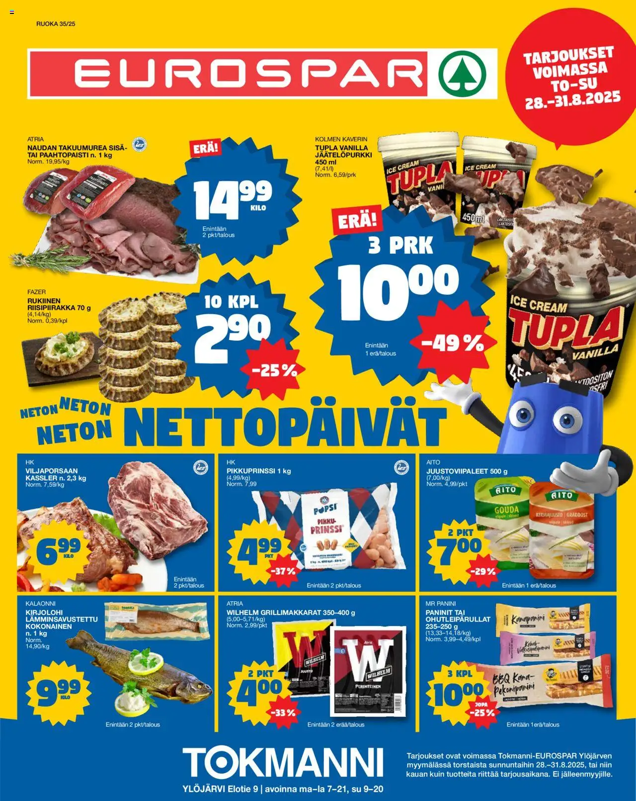 Tokmanni-kaupan EUROSPAR Ylöjärvi Ruokasanomat voimassa 28/08/2025 - Sivulla 1