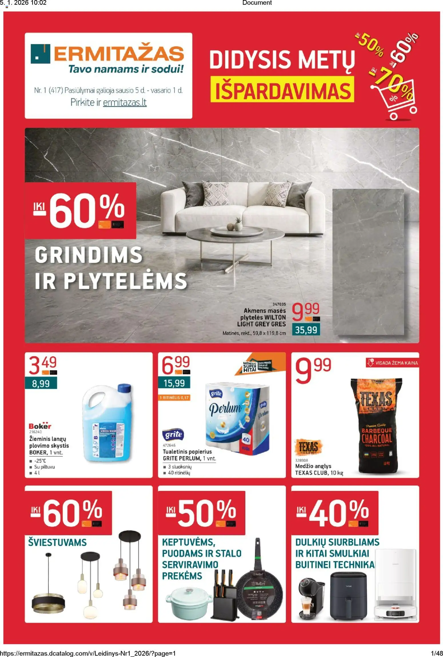 ERMITAŽAS parduotuvės leidinio Leidinys galiojančio nuo 2026.01.05 peržiūra - Tualetinis popierius