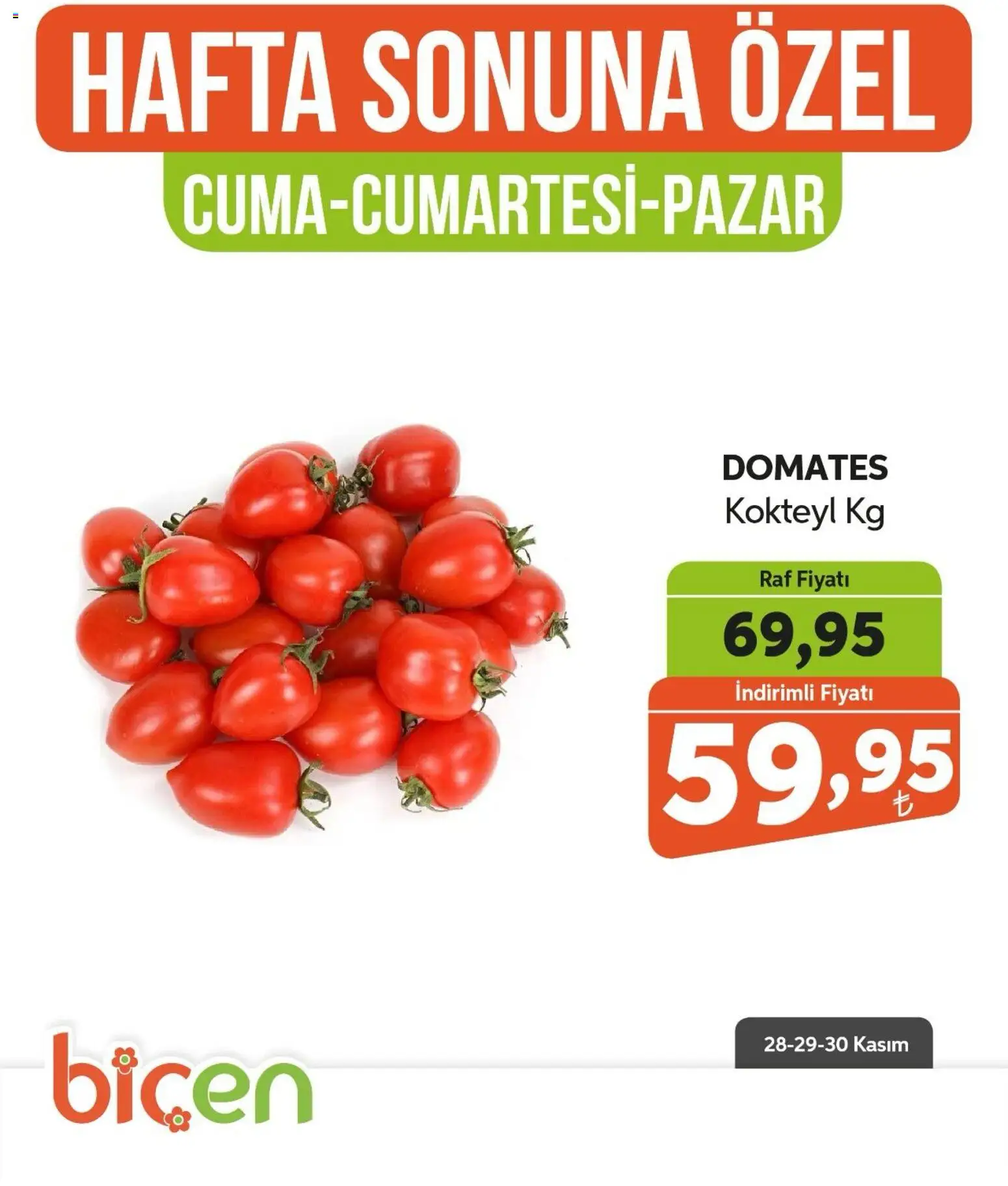 Biçen Market Hafta Sonuna Özel -Sebze İndirimi 28.11.2025 - Broşürünün önizlemesi