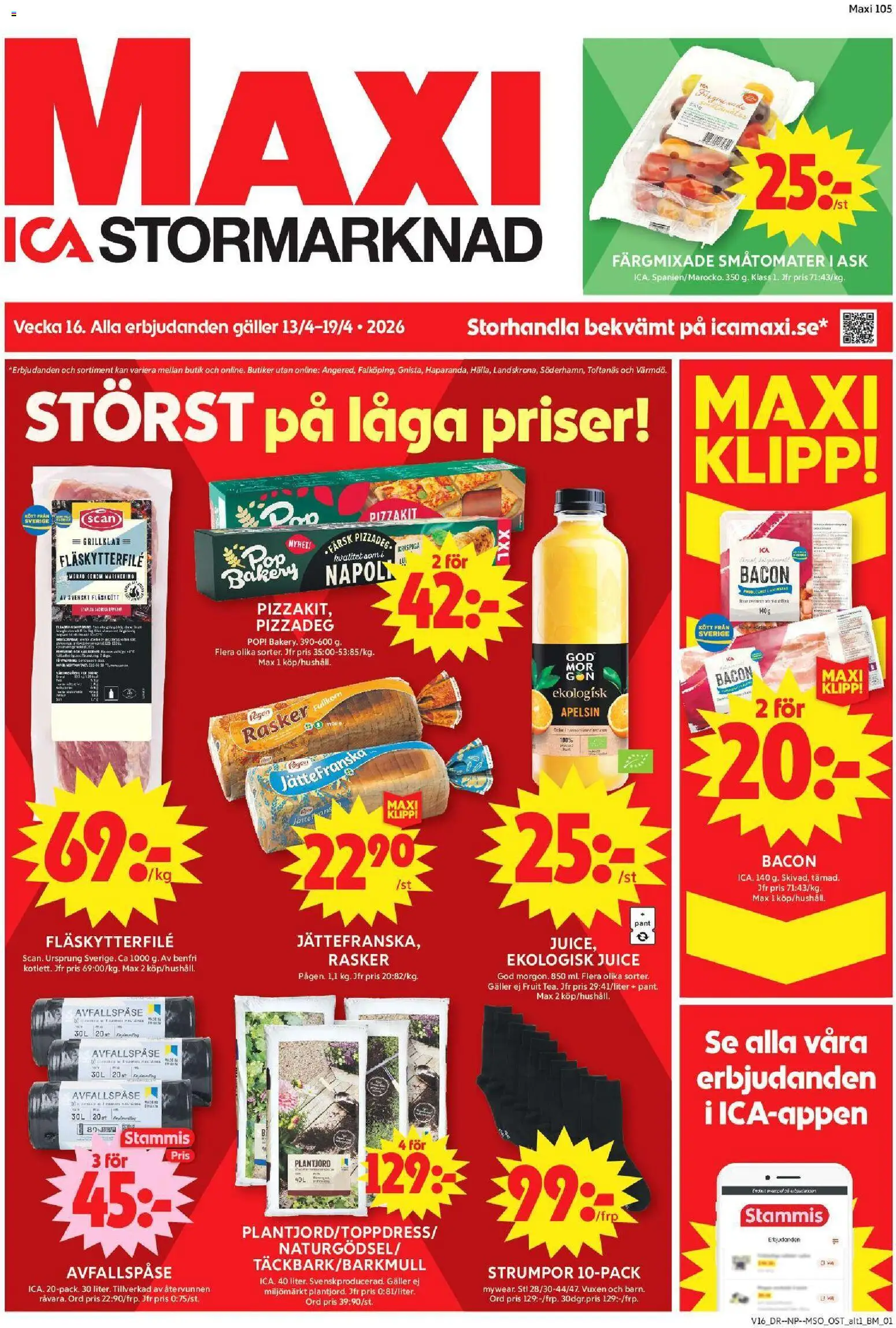 Förhandsgranska reklamblad Huddinge från butik ICA Maxi gäller från 13/04/2026