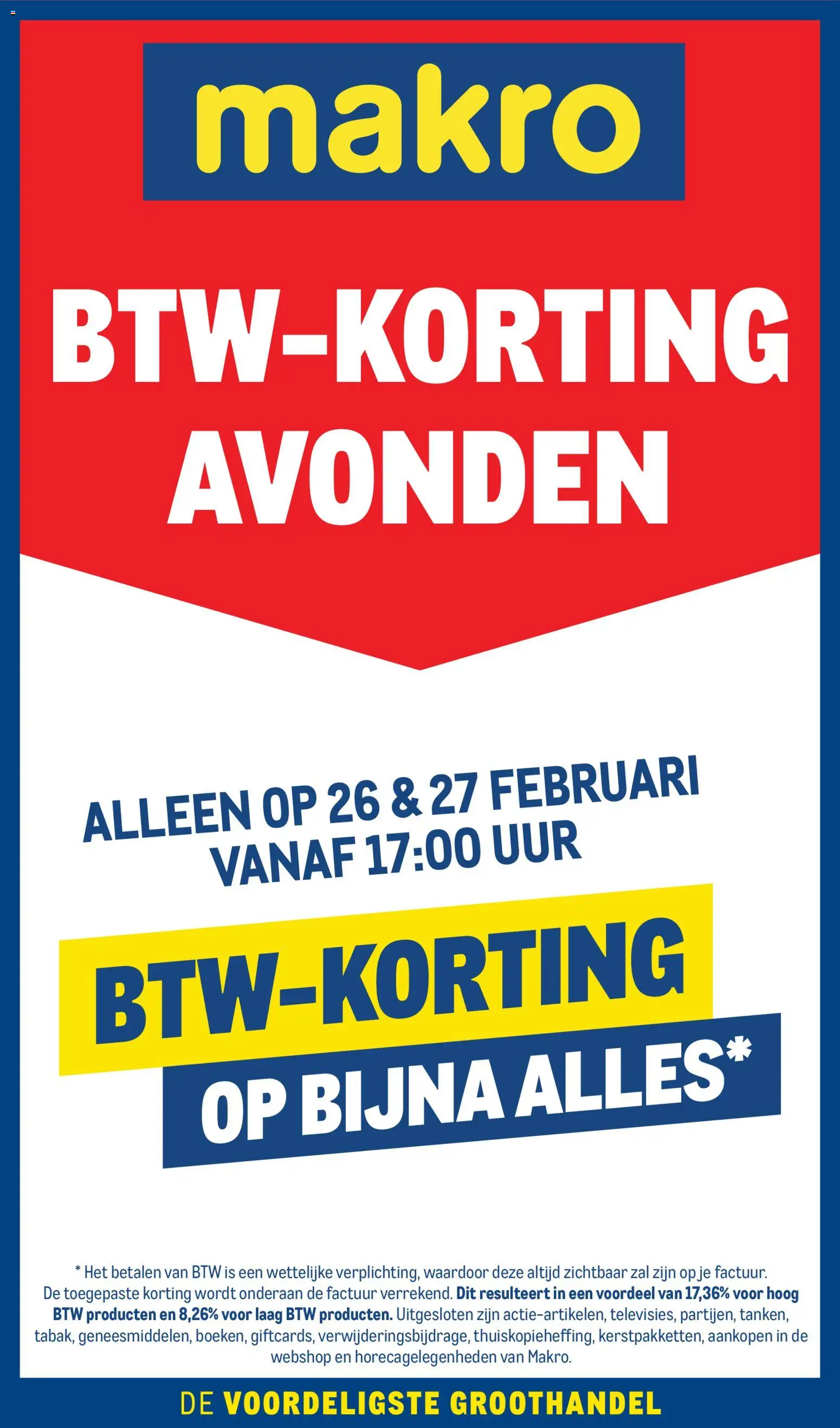 Voorbeeld van BTW-korting avond van winkel Makro geldig vanaf 26-02-2026