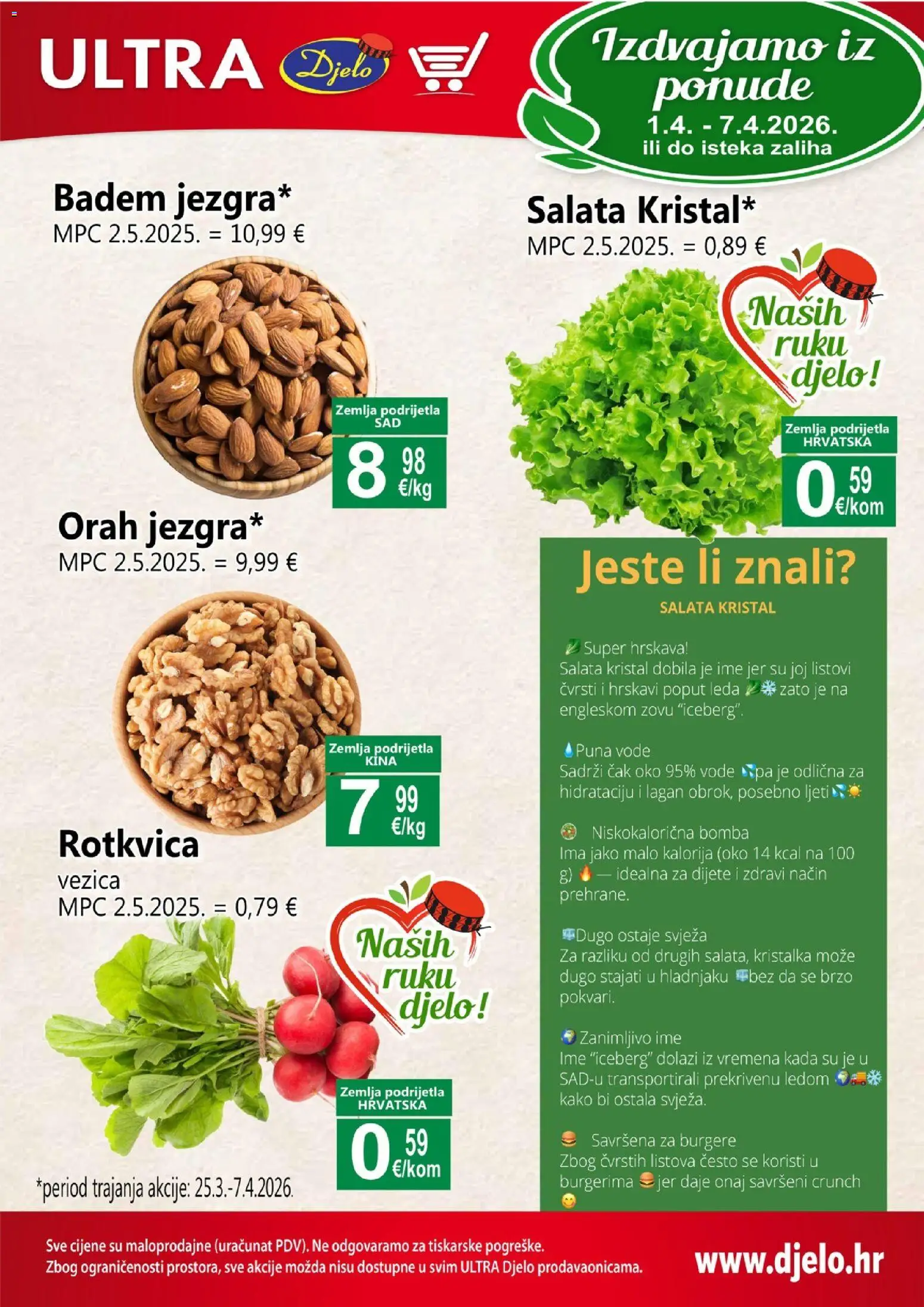 Pregled letka Trajanje akcije trgovine Djelo vrijedi od 01.04.2026