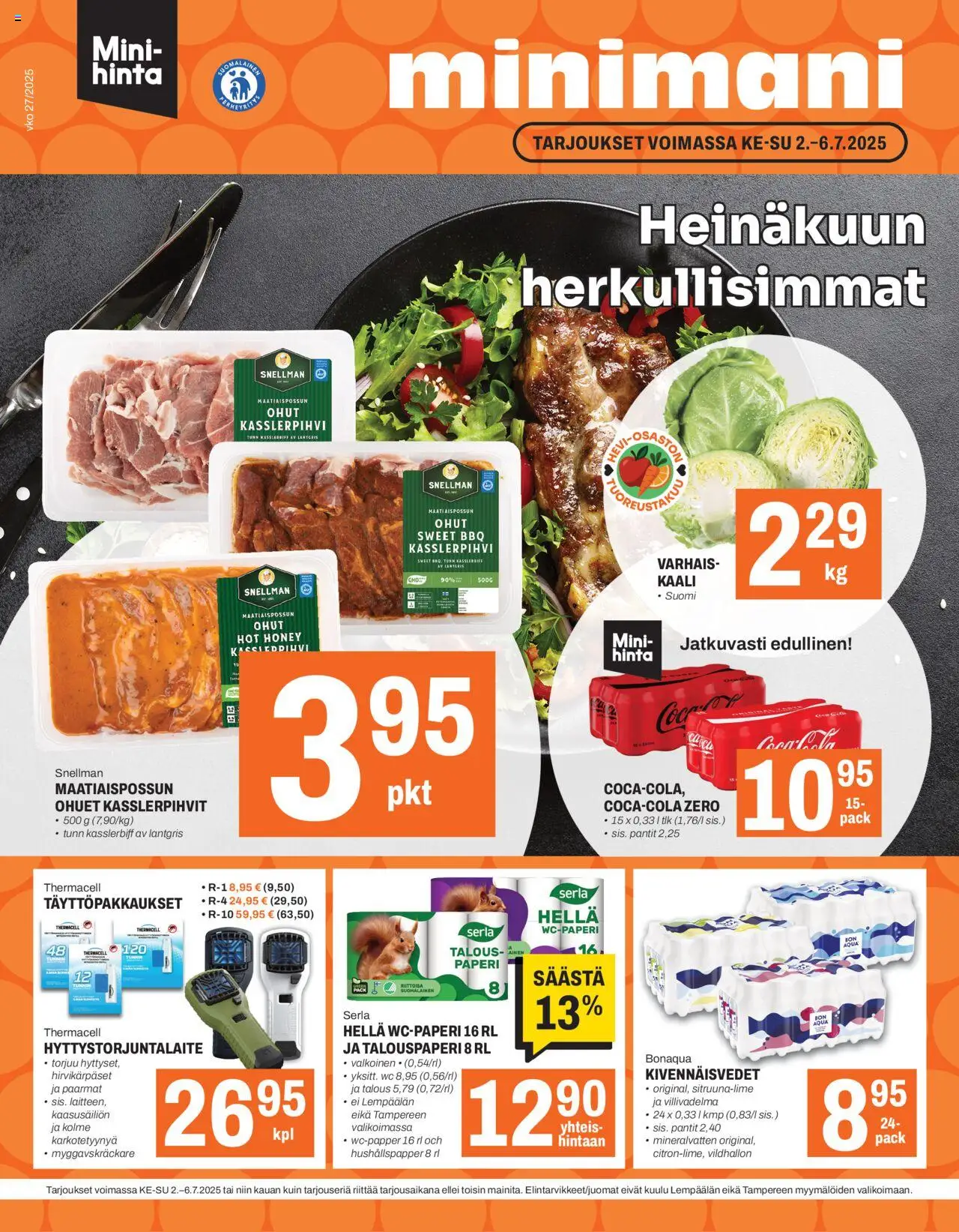 Minimani-kaupan Tarjoukset voimassa 02/07/2025 - Sivulla 1 - Hella, Kaali, Wc-paperi, WC, Paperi