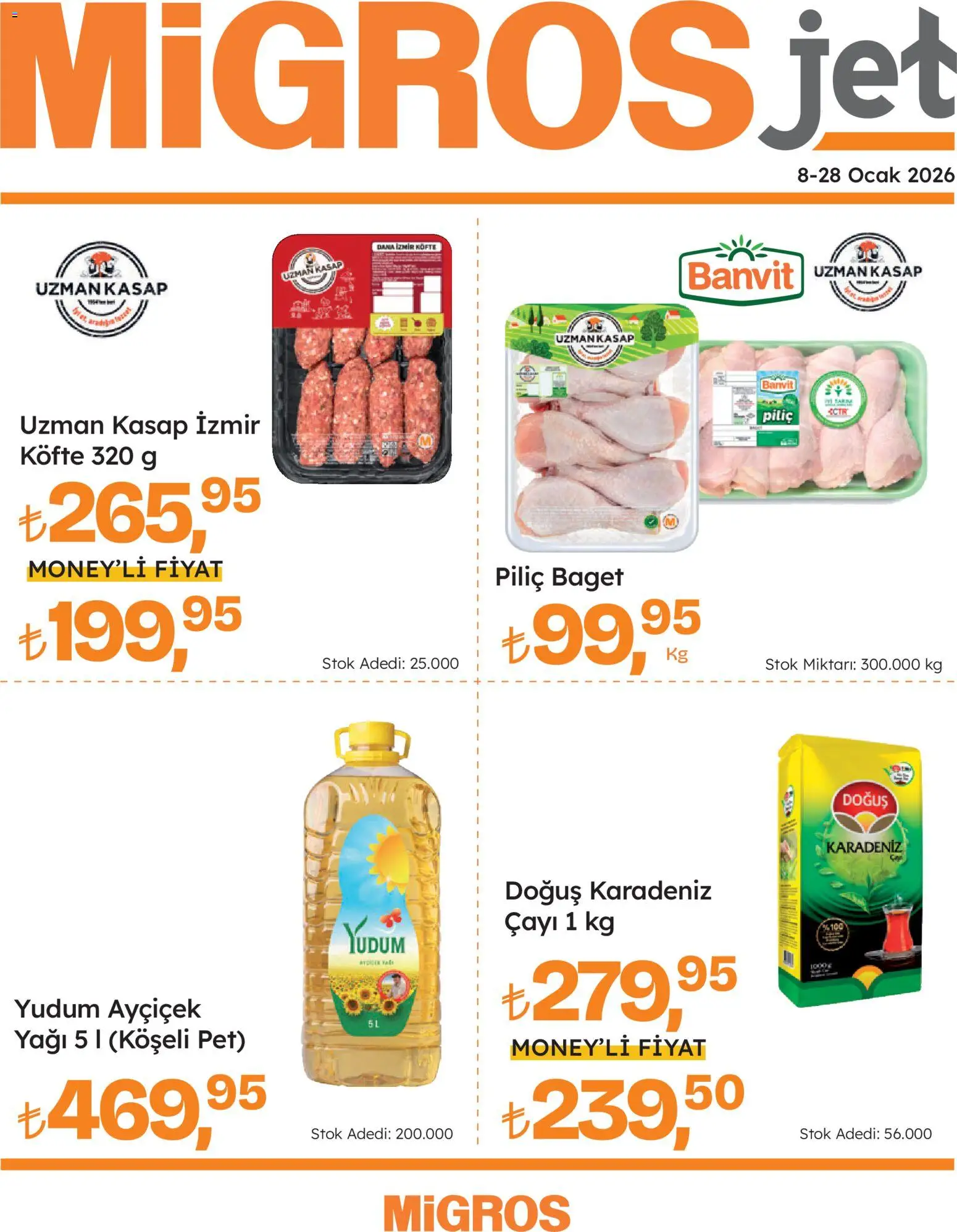 Migros Migros Jet Dijital 08.01.2026 - Broşürünün önizlemesi - Ocak, Piliç
