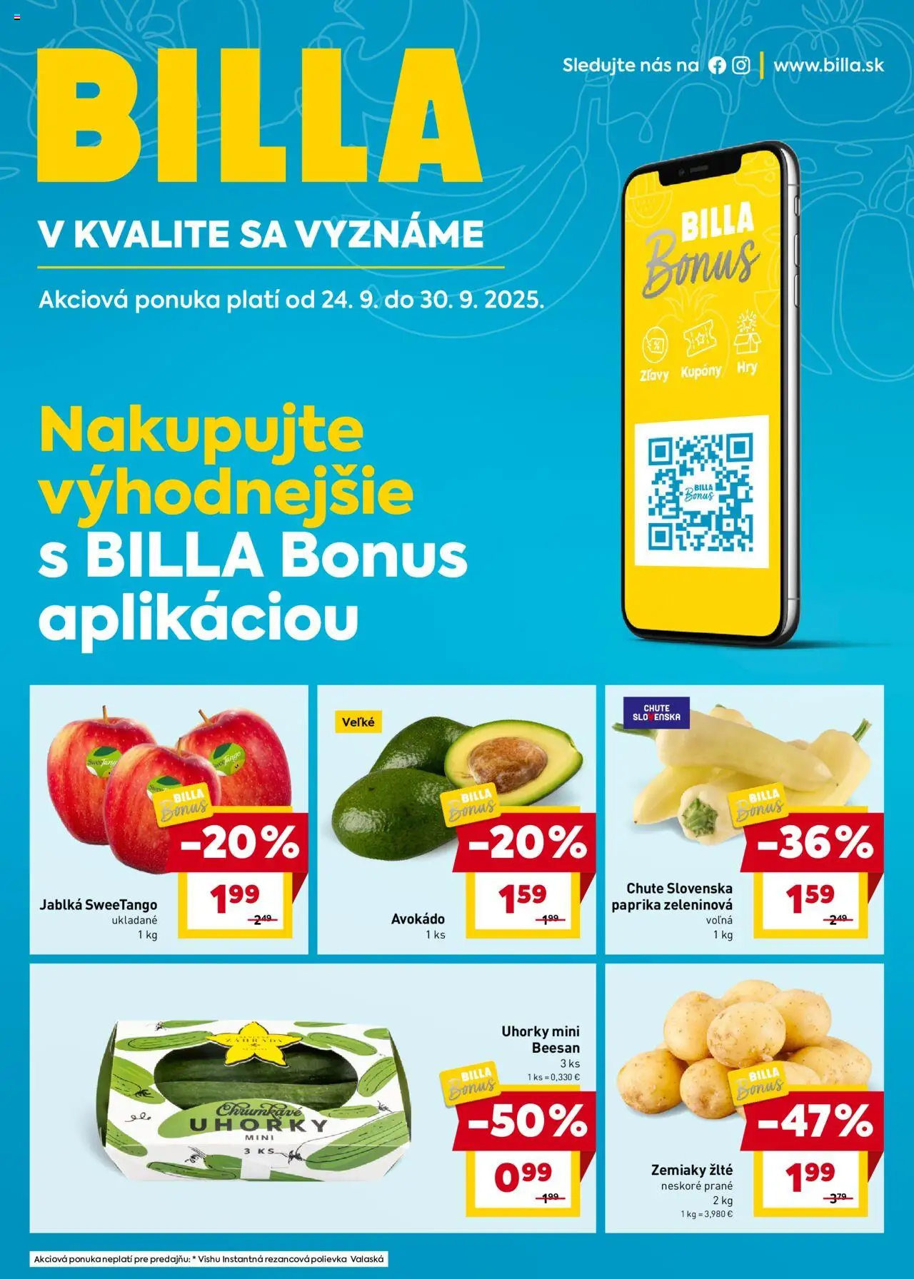 Billa leták od 24.09.2025 > Bonus online