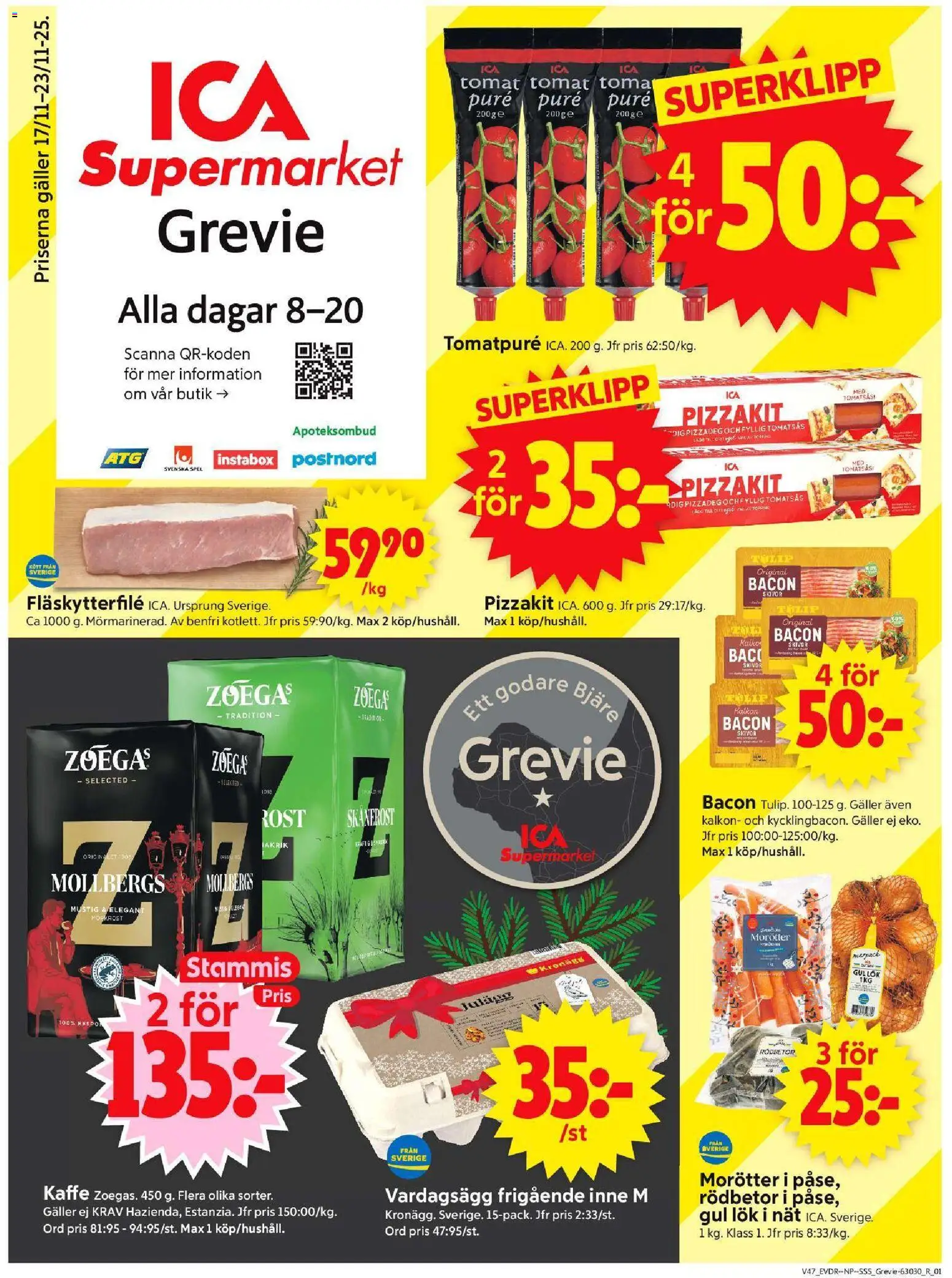 Förhandsgranska reklamblad Grevie från butik ICA Supermarket gäller från 17/11/2025