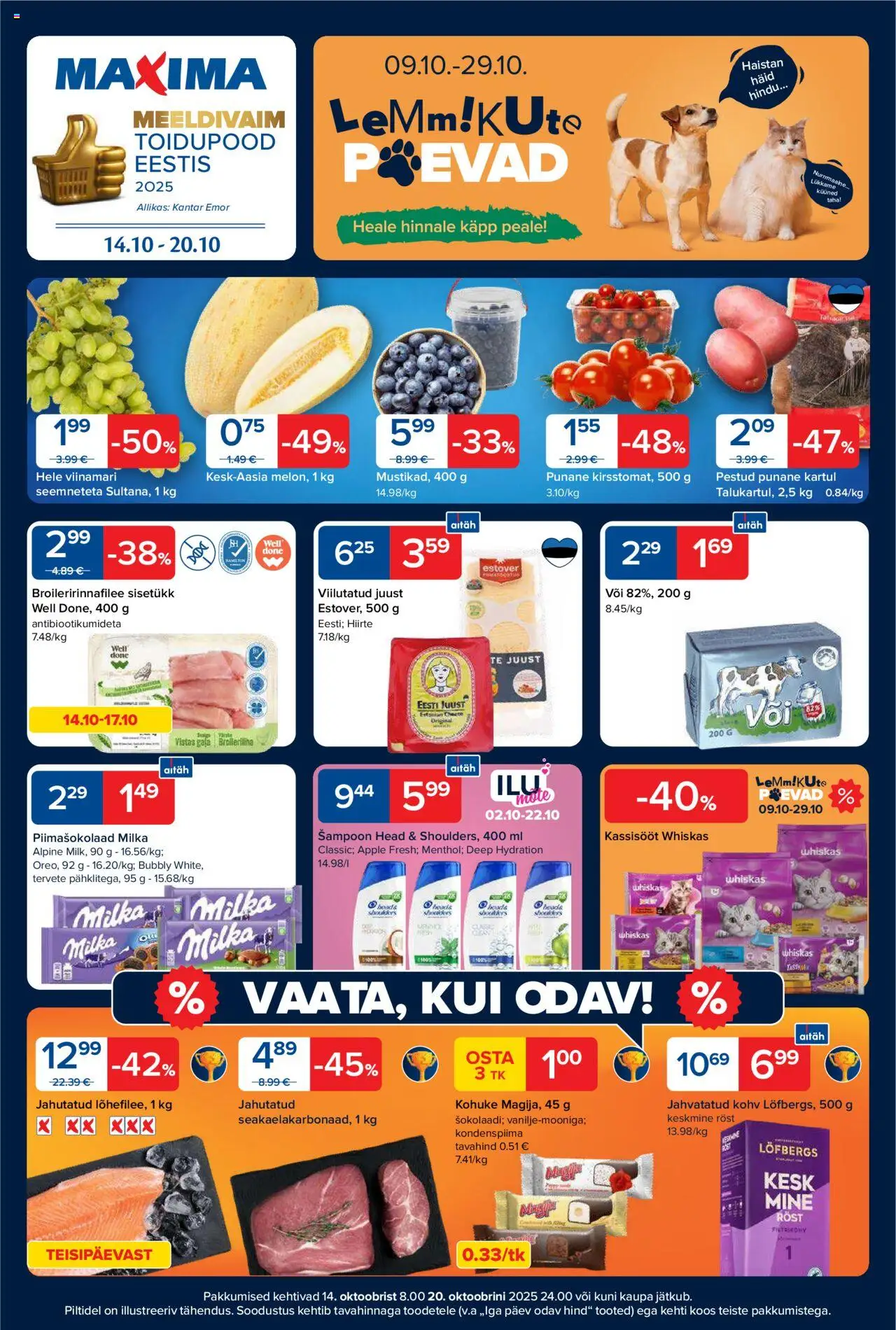 Maxima kliendilehe eelvaade alates 2025.10.14